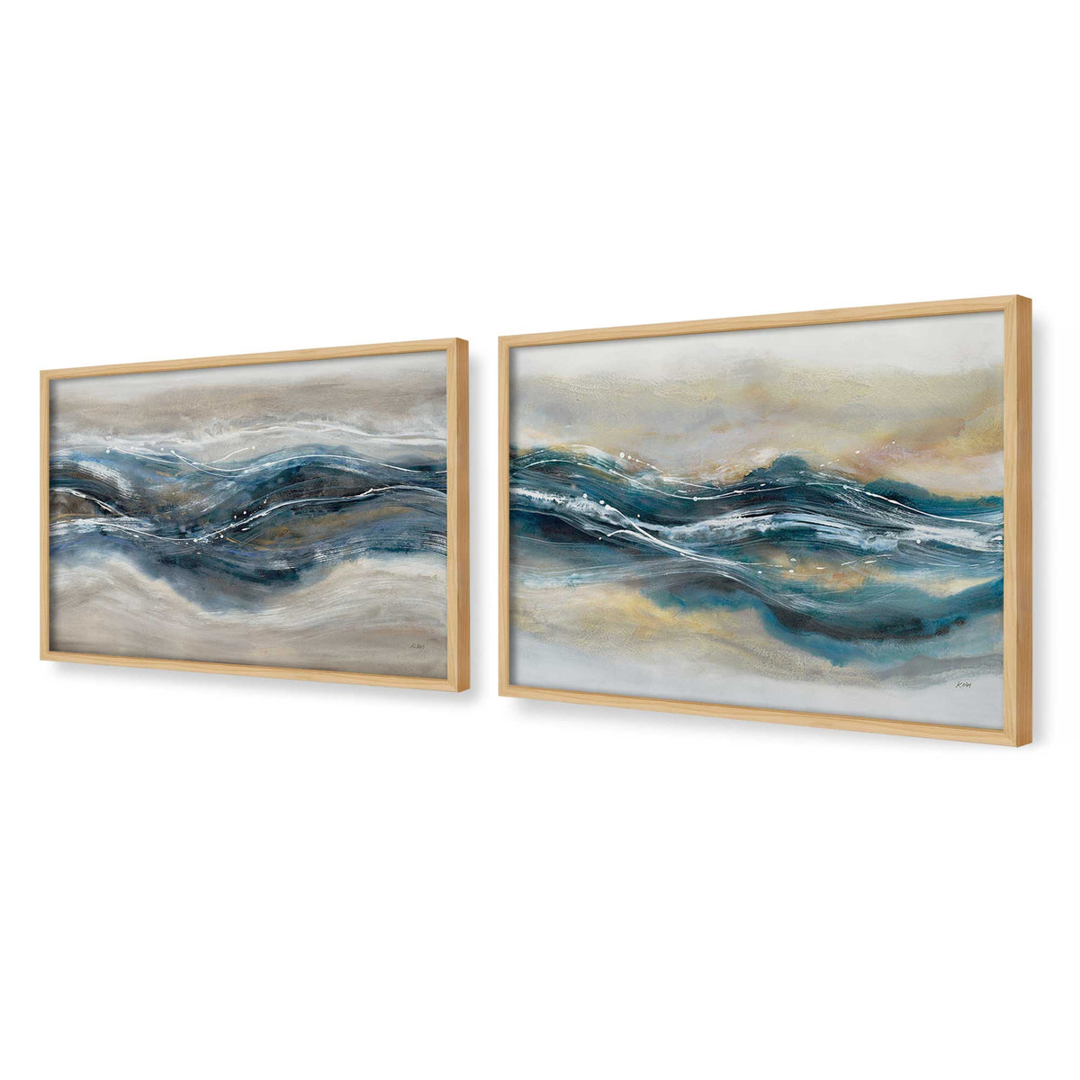 [Color:American Maple], Picture of art in a American Maple frame at an angle