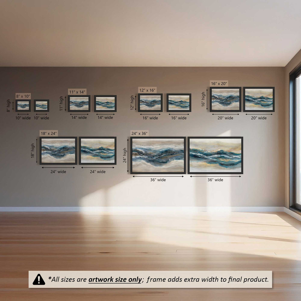 Moody Blue Waves Set of 2 Art Prints