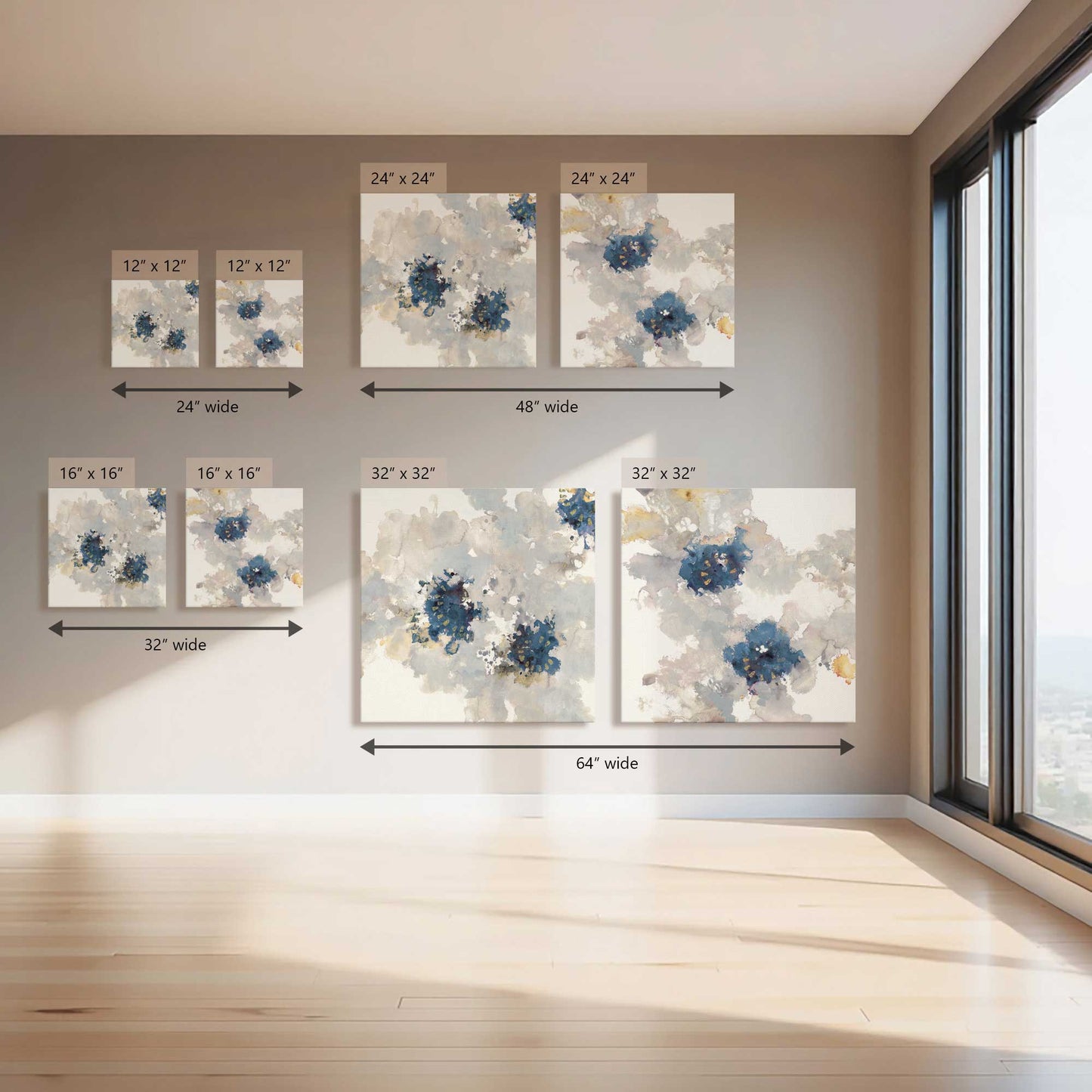 Inky Petal Splash, Set of 2 Canvas Prints