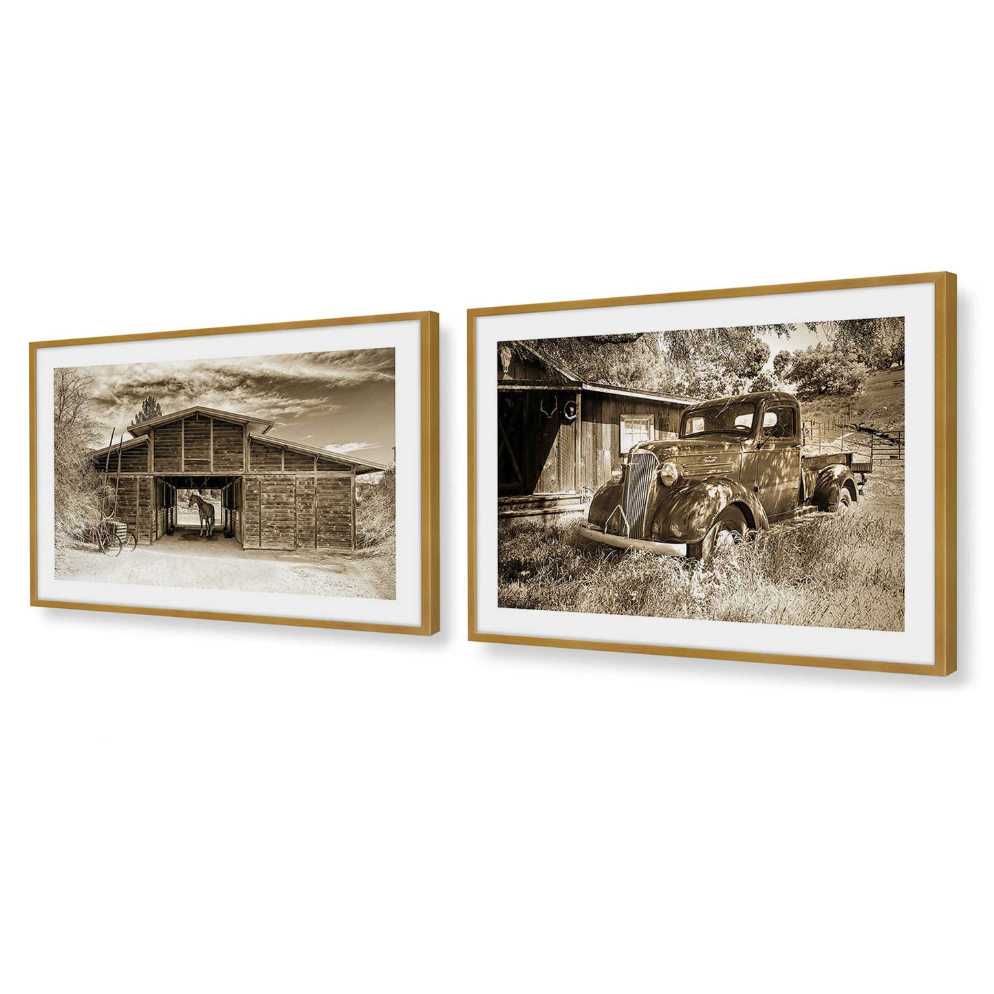 [Color:Polished Gold], Picture of art in a Polished Gold frame at an angle