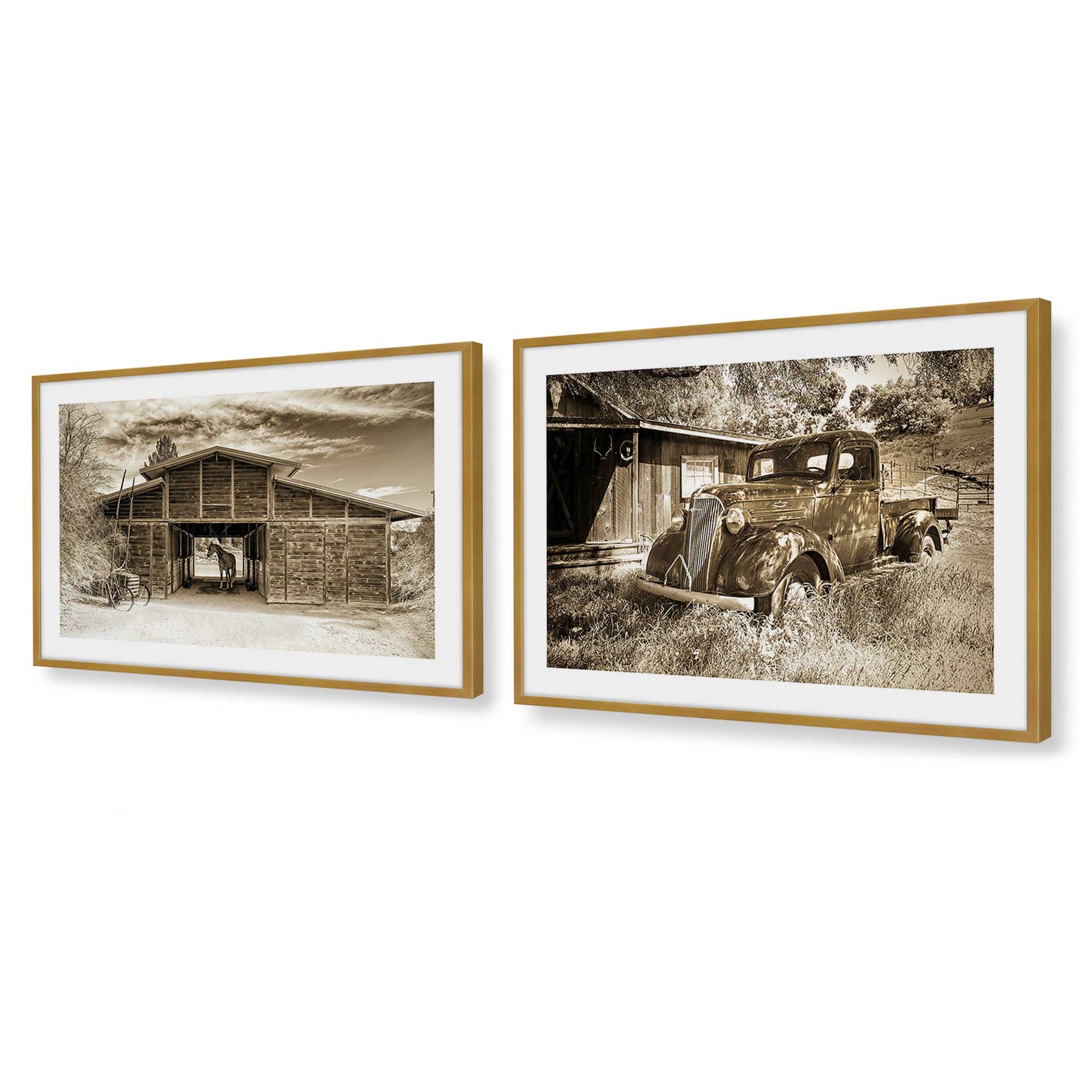 [Color:Polished Gold], Picture of art in a Polished Gold frame at an angle