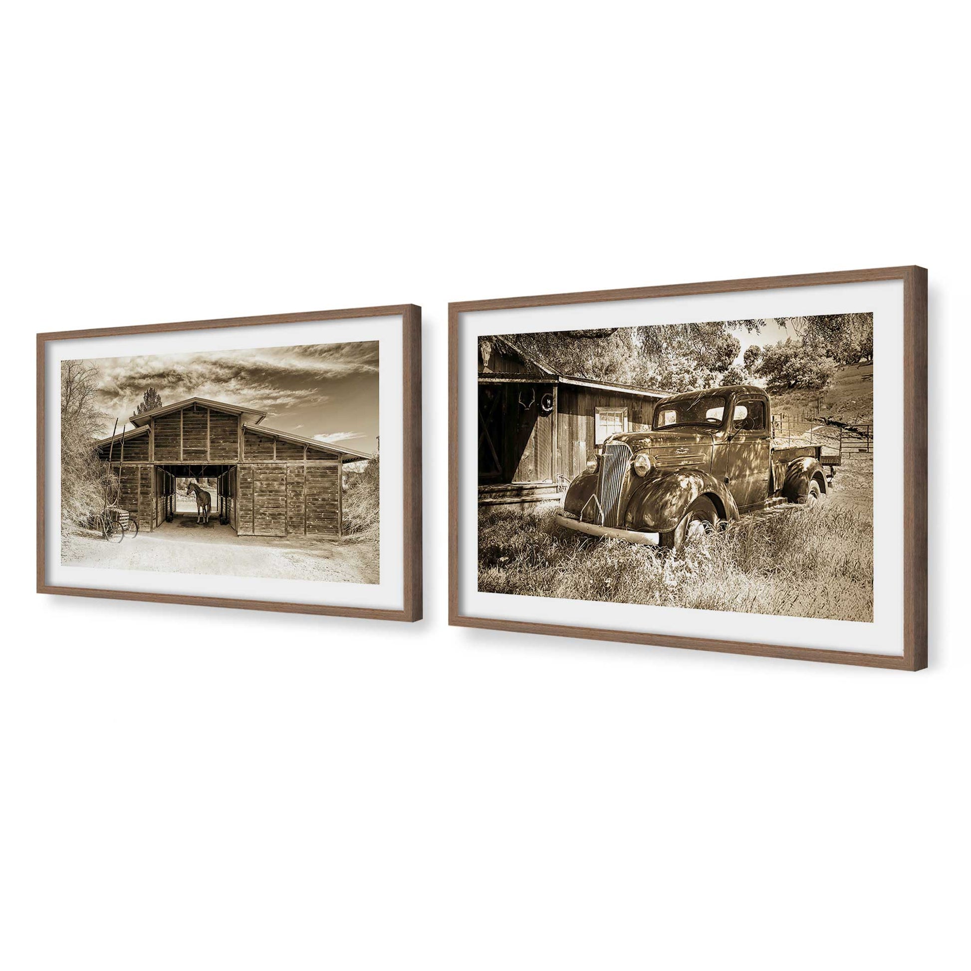 [Color:Walnut], Picture of art in a Walnut frame at an angle