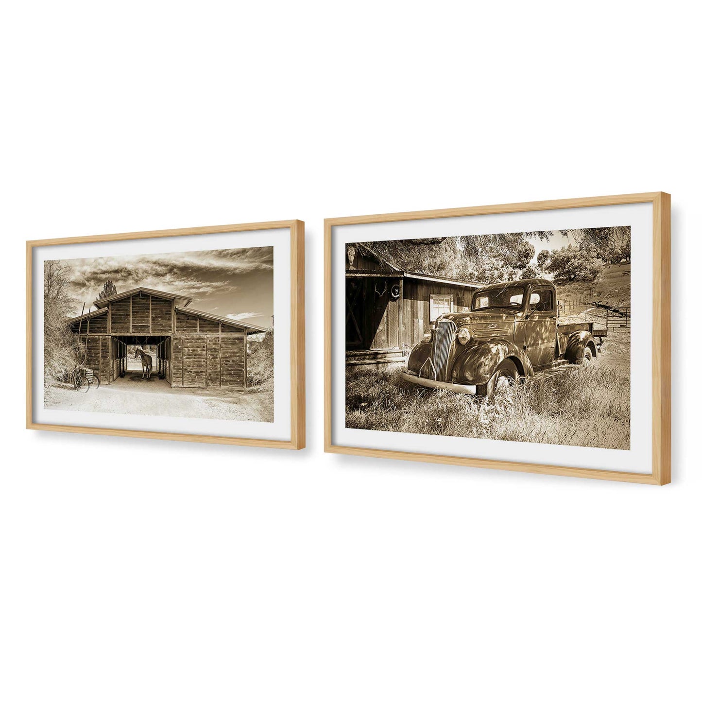 [Color:American Maple], Picture of art in a American Maple frame at an angle