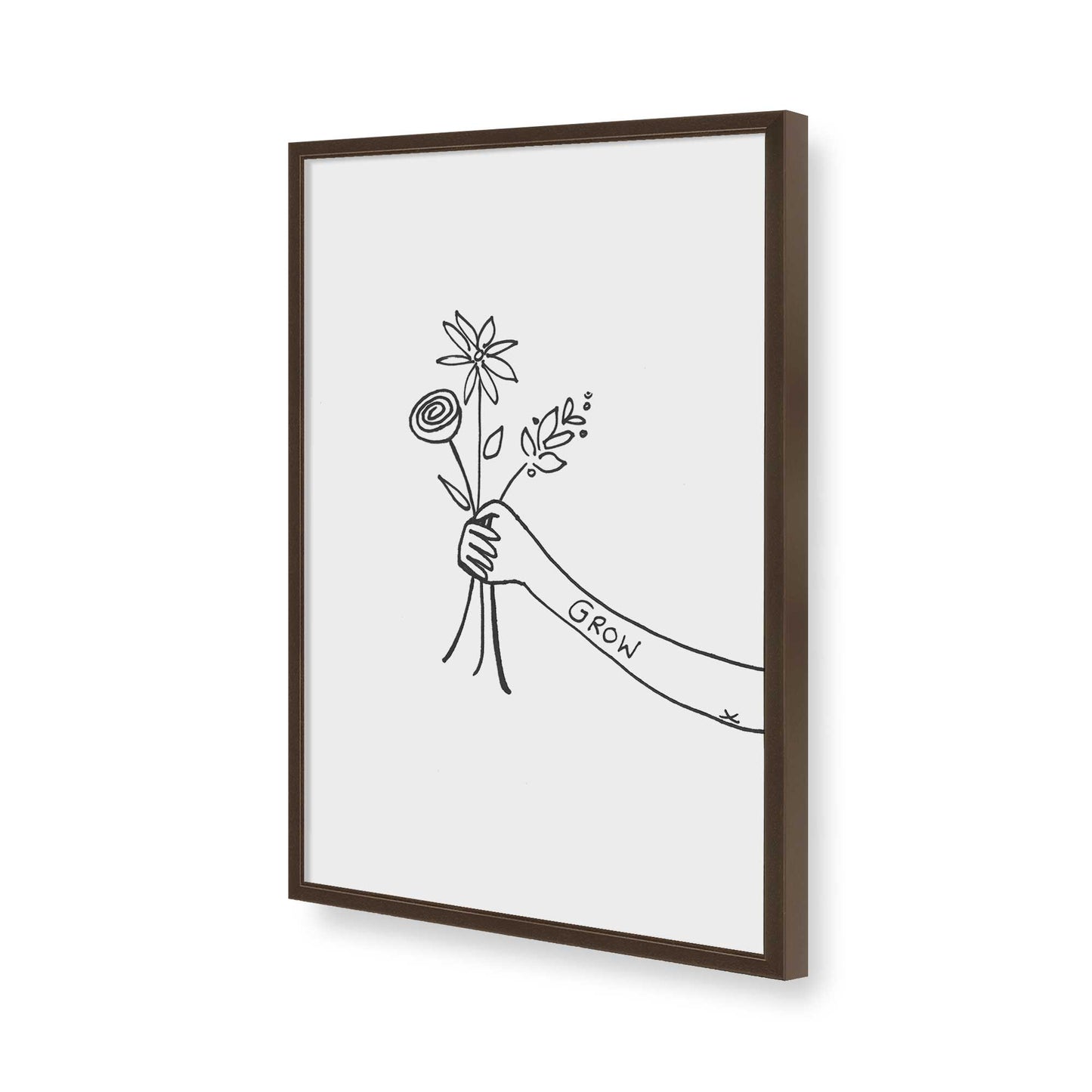 [Color:Brown], Picture of art in a Brown frame of the corner