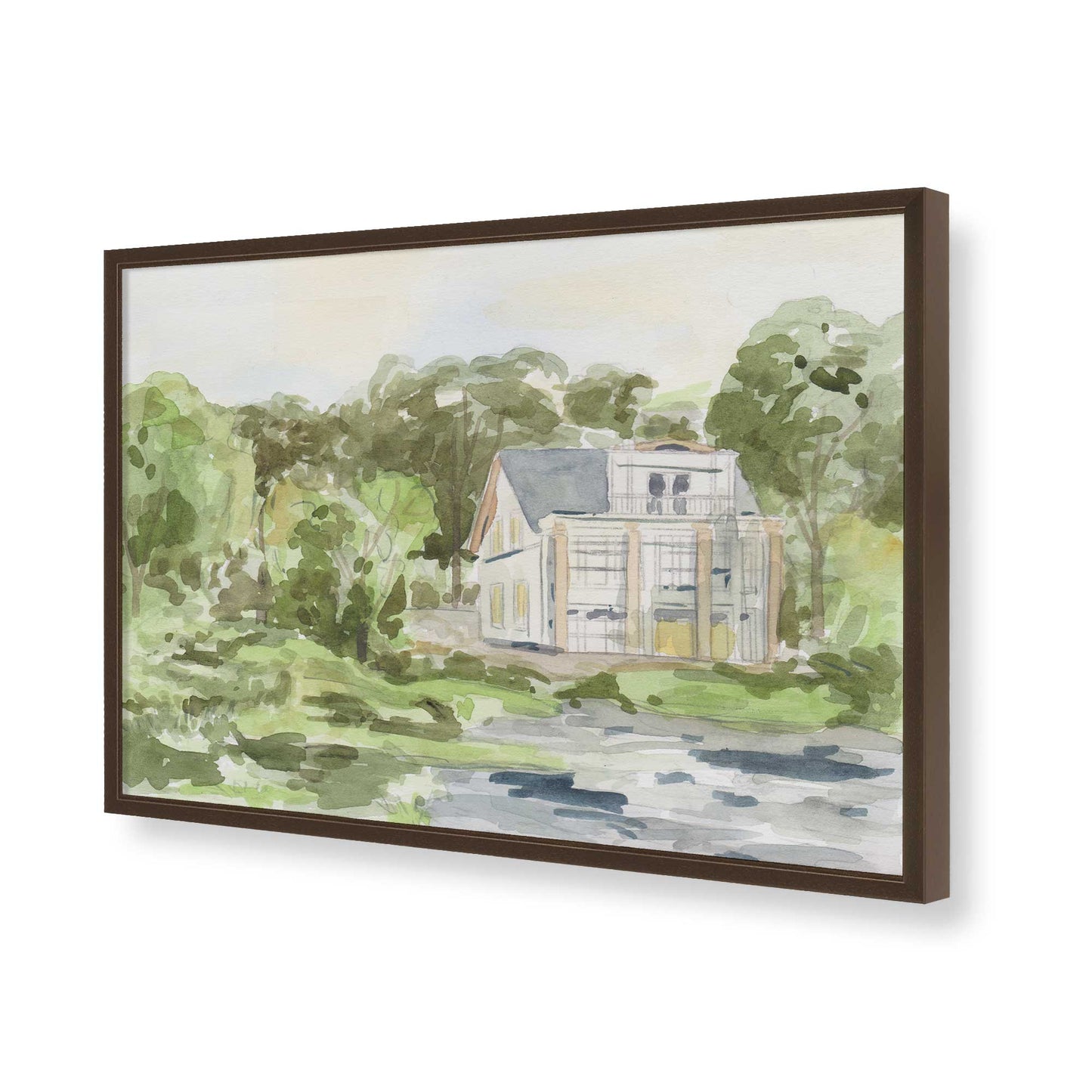 [Color:Brown], Picture of art in a Brown frame of the corner