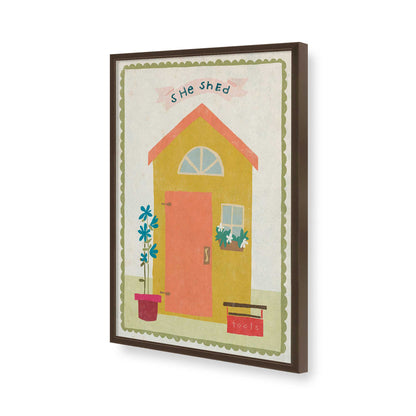 [Color:Brown], Picture of art in a Brown frame of the corner