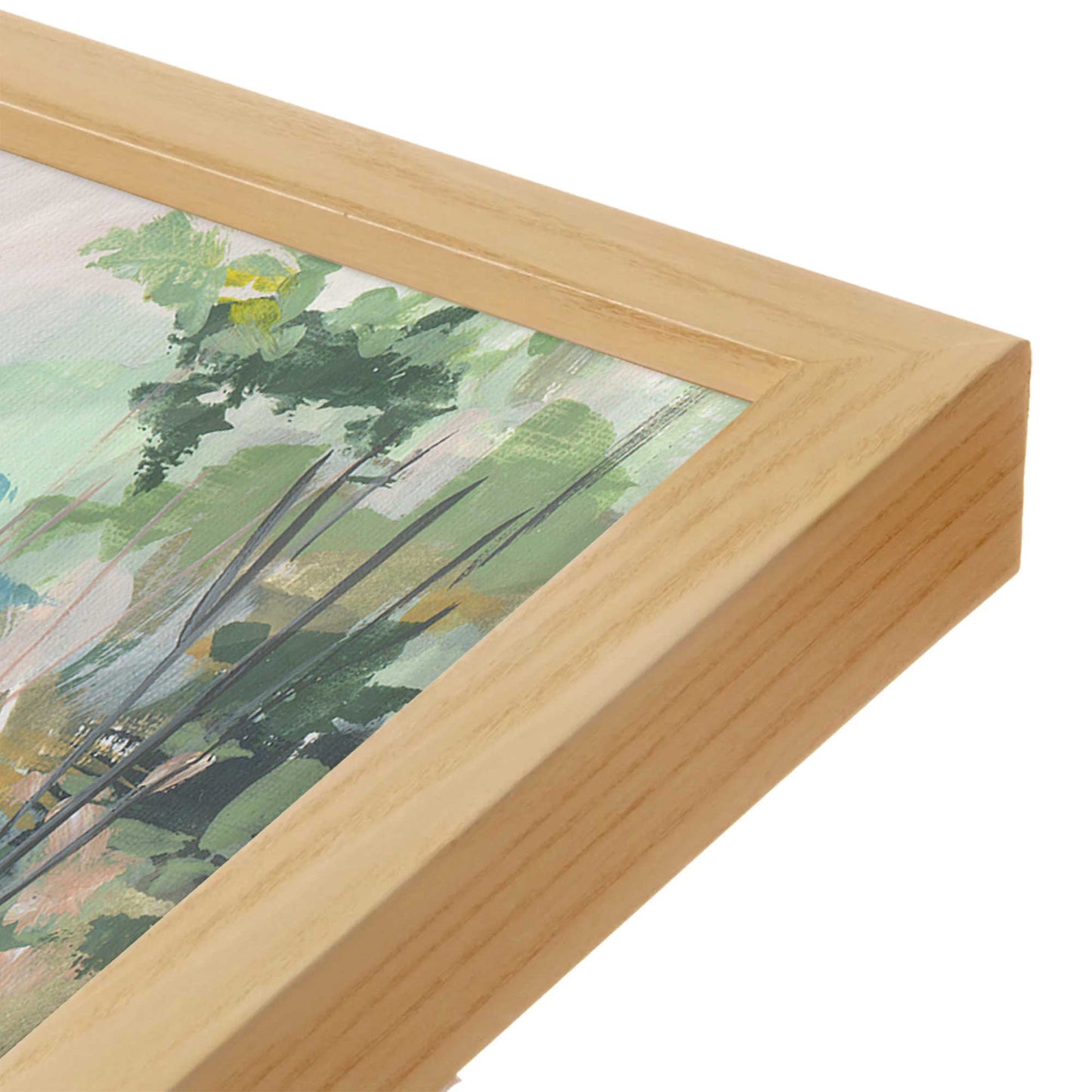 [Color:American Maple], Picture of art in a American Maple frame at an angle