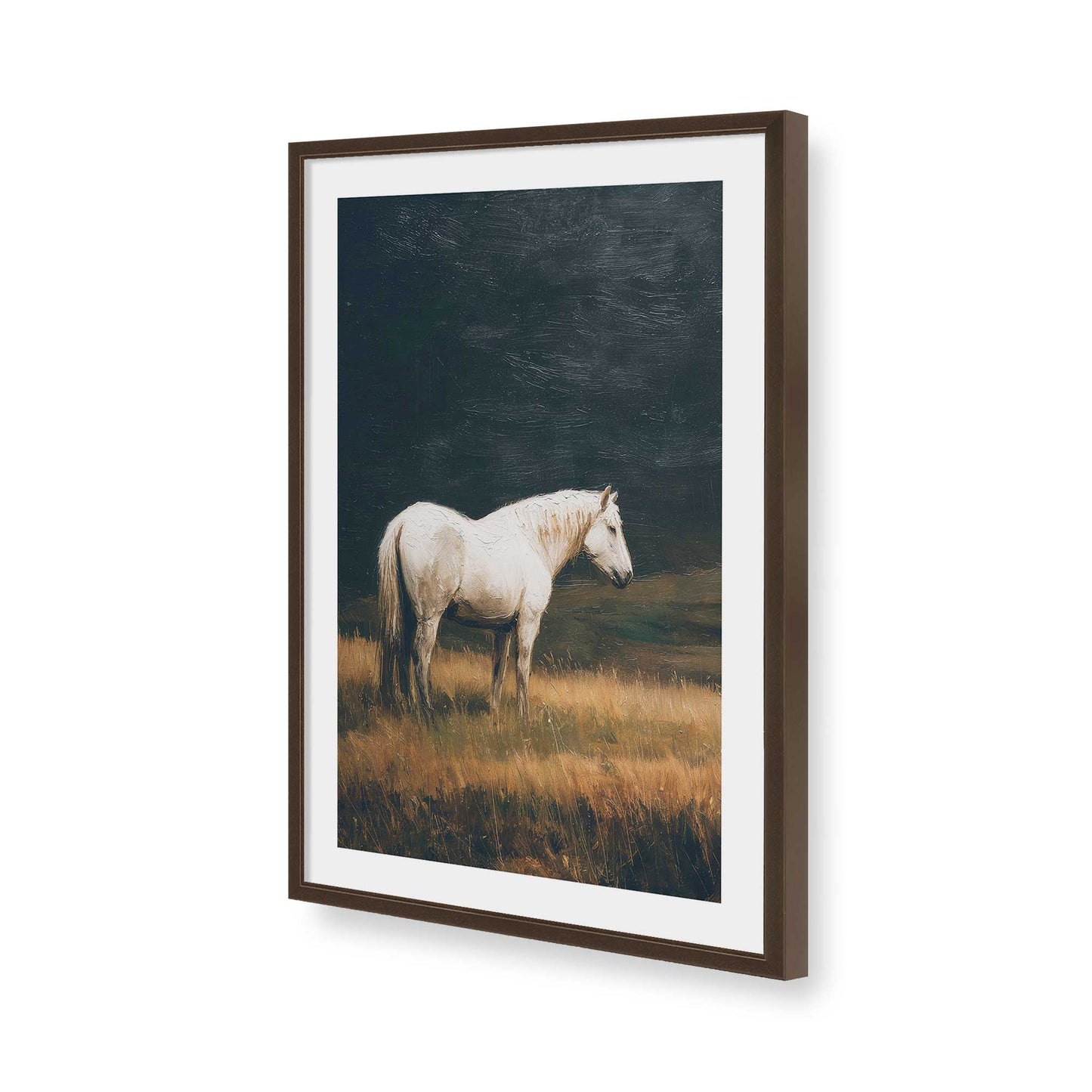[Color:Brown], Picture of art in a Brown frame of the corner