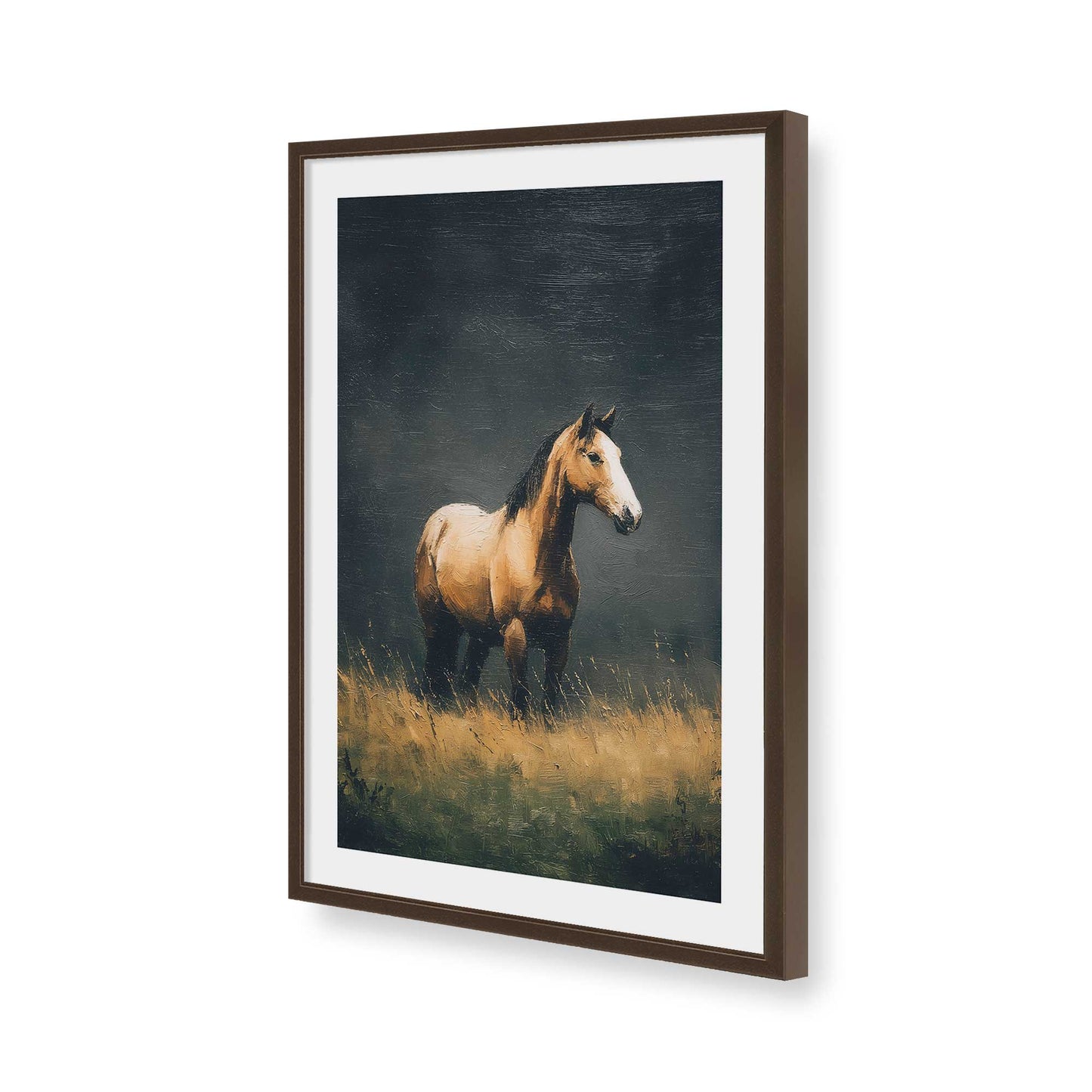 [Color:Brown], Picture of art in a Brown frame of the corner