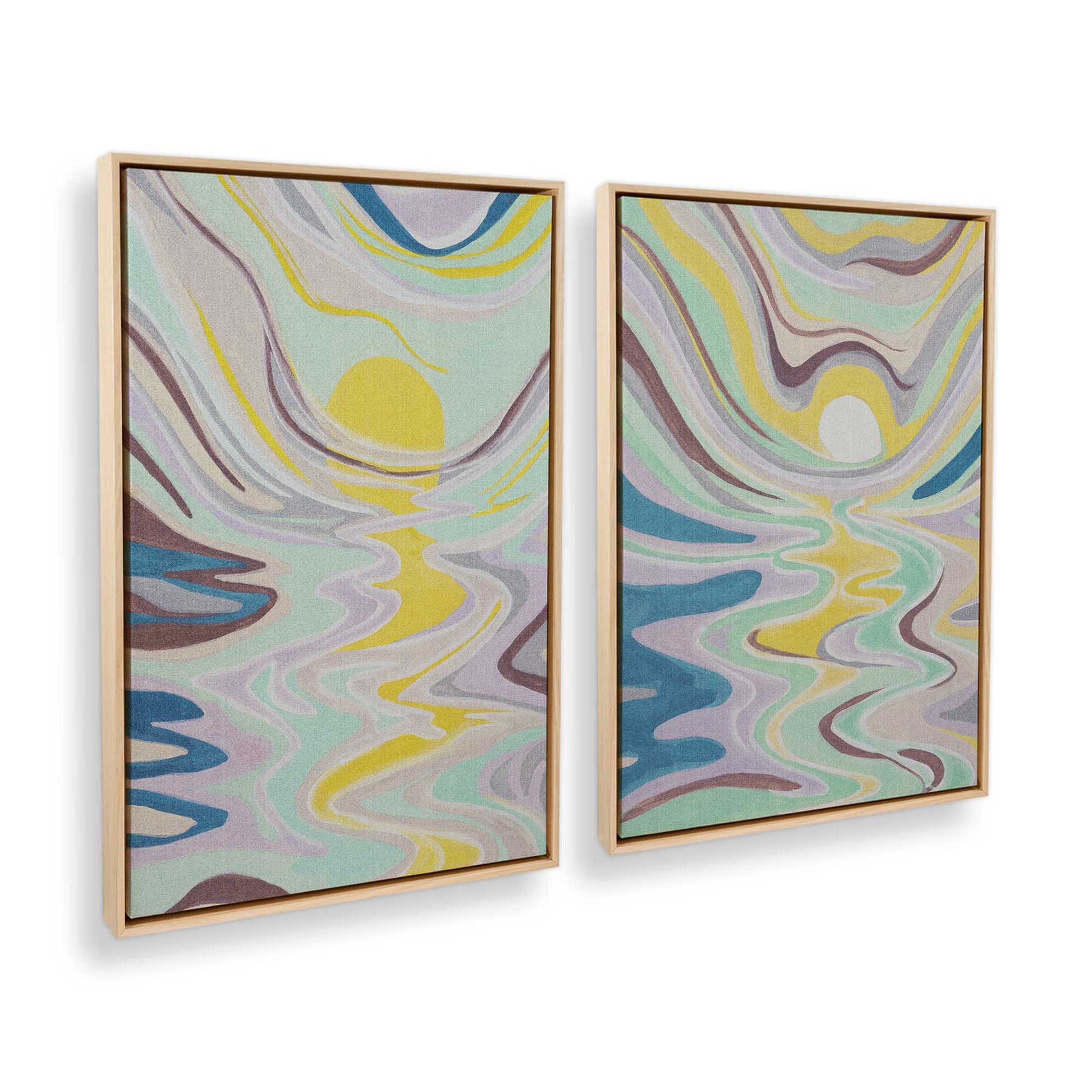 [Color:American Maple], Picture of art in a American Maple frame at an angle