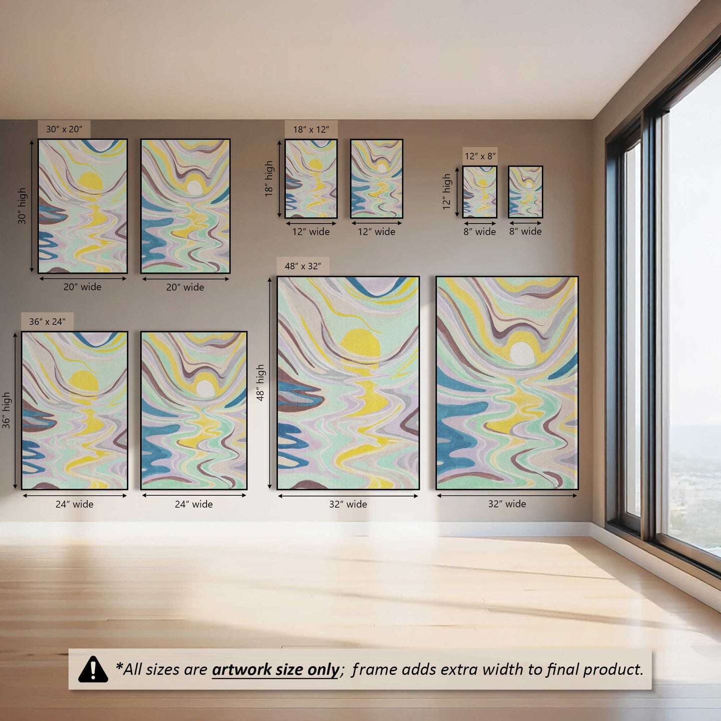 Wavy Happy Flow, Set of 2 Canvas Prints