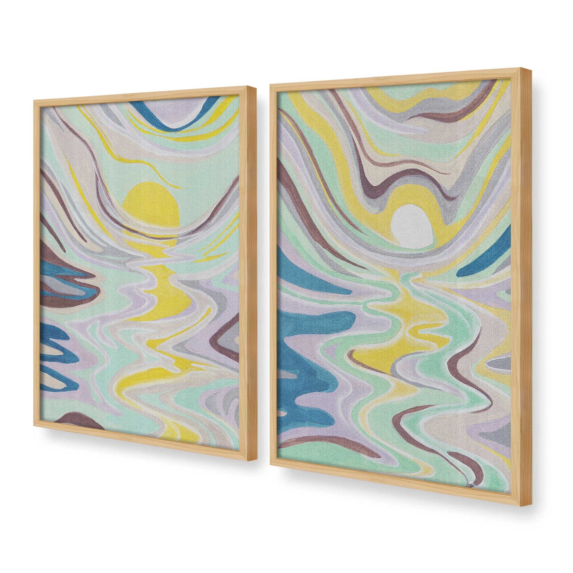 [Color:American Maple], Picture of art in a American Maple frame at an angle