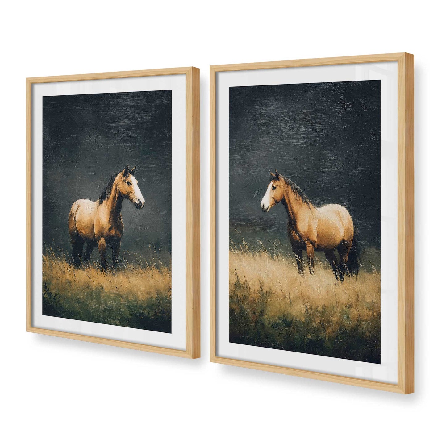 [Color:American Maple], Picture of art in a American Maple frame at an angle