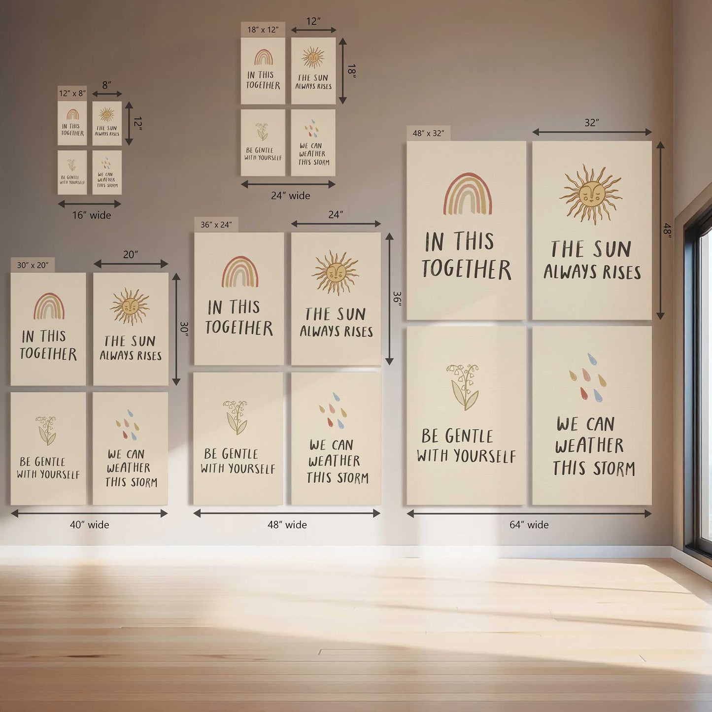 Gentle Reminders, Set of 4 Canvas Prints