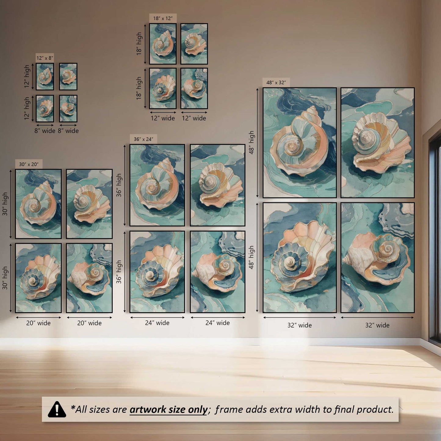 Shell Yeah Calm, Set of 4 Canvas Prints