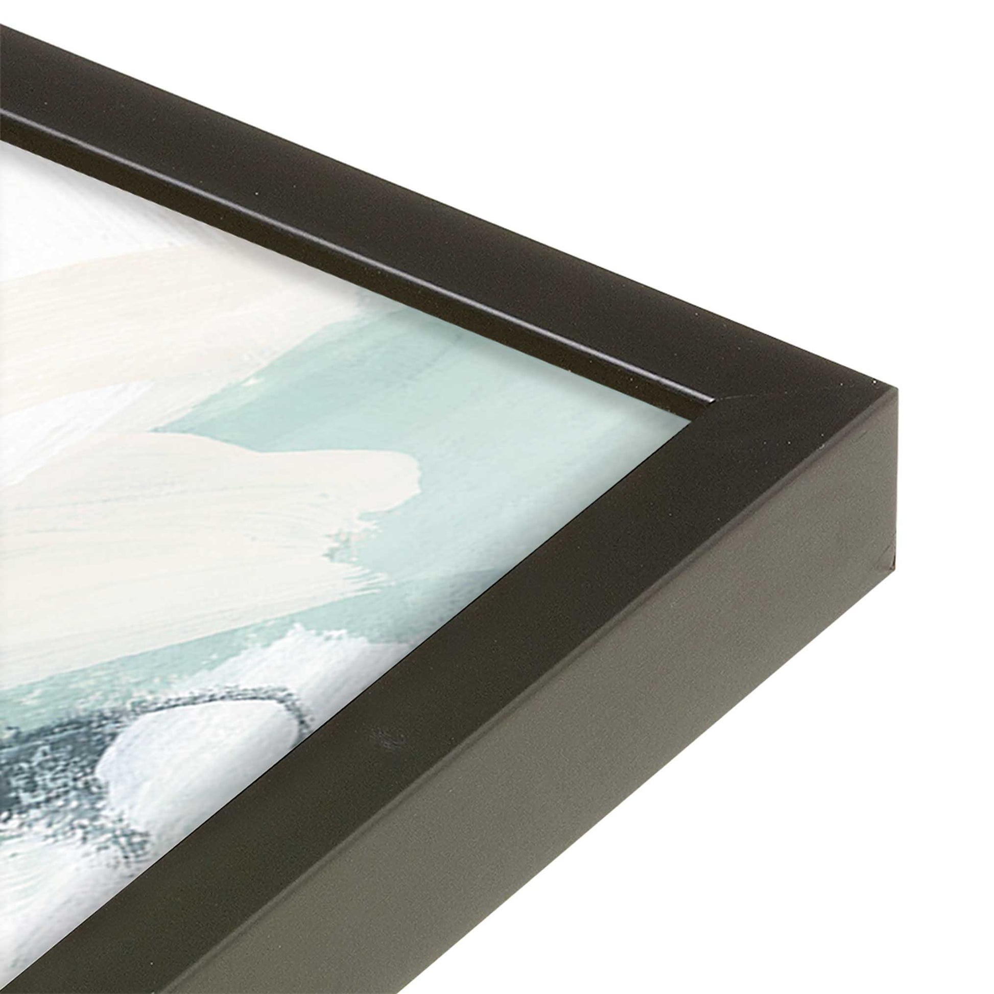 [Color:Satin Black], Picture of art in a Satin Black frame of the corner