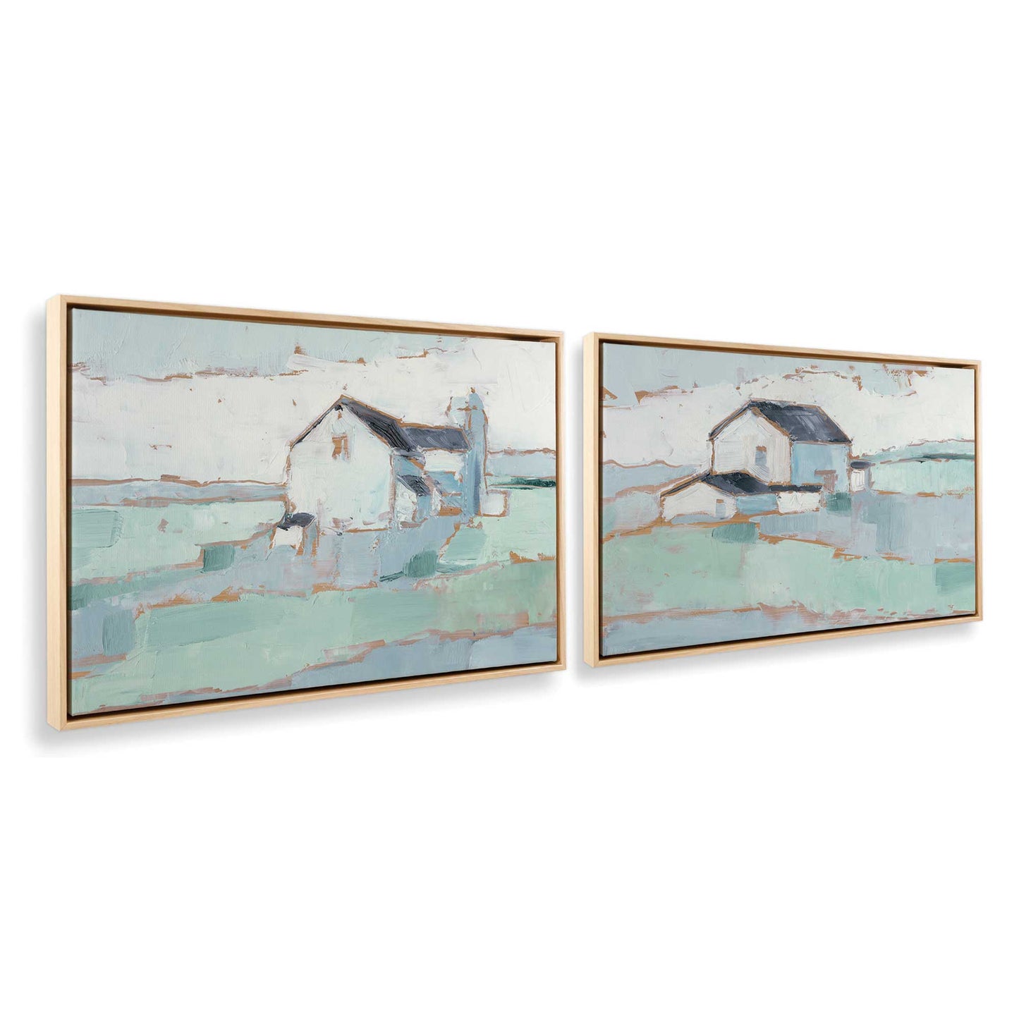 [Color:American Maple], Picture of art in a American Maple frame at an angle