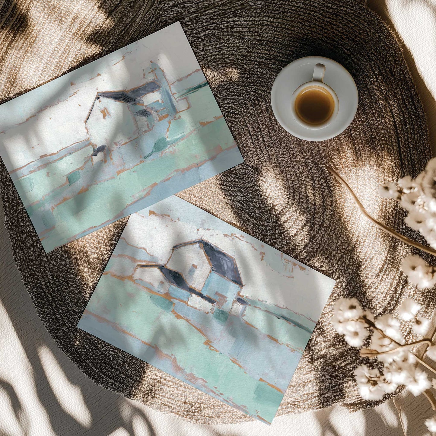 [color:Rolled Print], Picture of art in a room