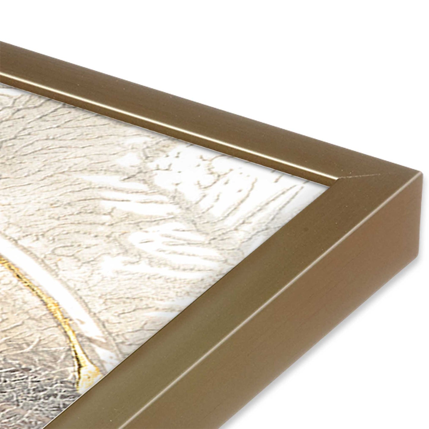 [Color:Brushed Gold], Picture of art in a Brushed Gold frame at an angle