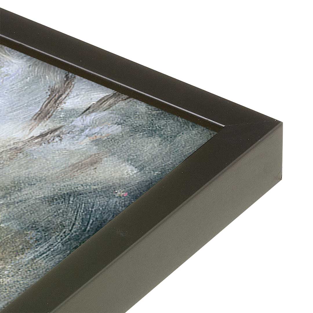 [Color:Satin Black], Picture of art in a Satin Black frame at an angle