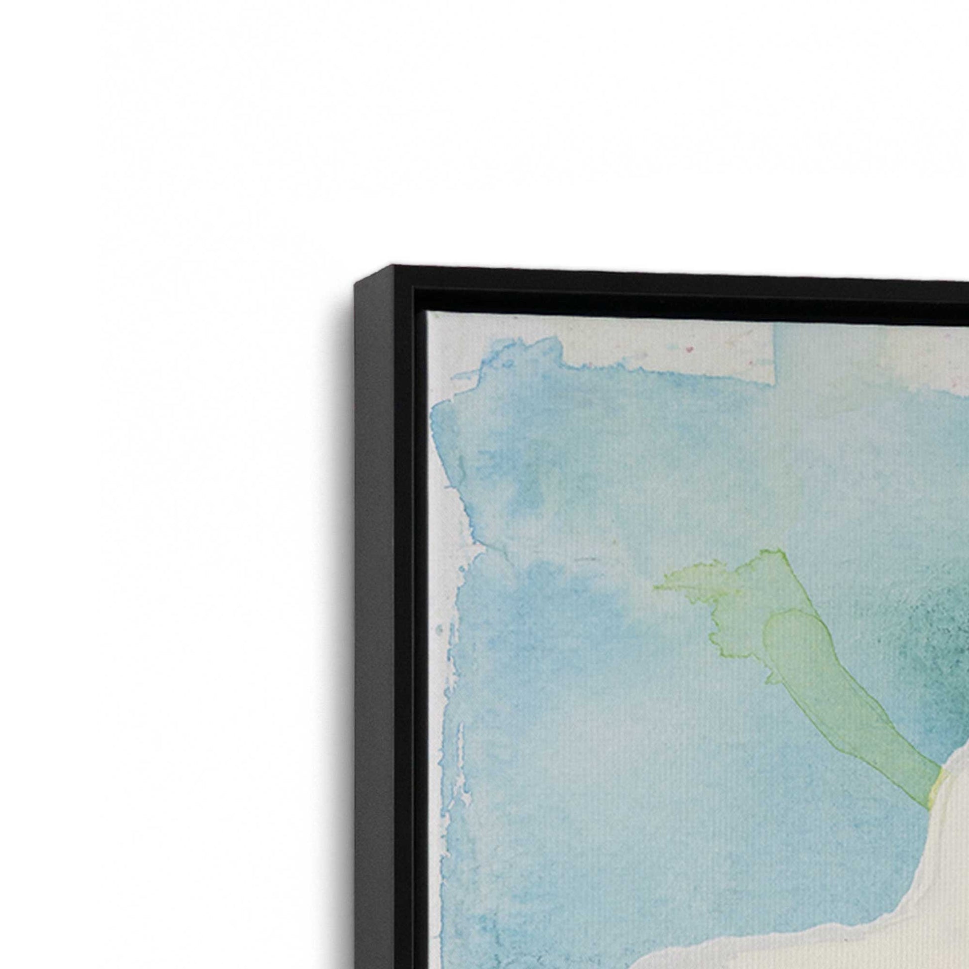 [Color:Satin Black], Picture of art in a Satin Black frame at an angle