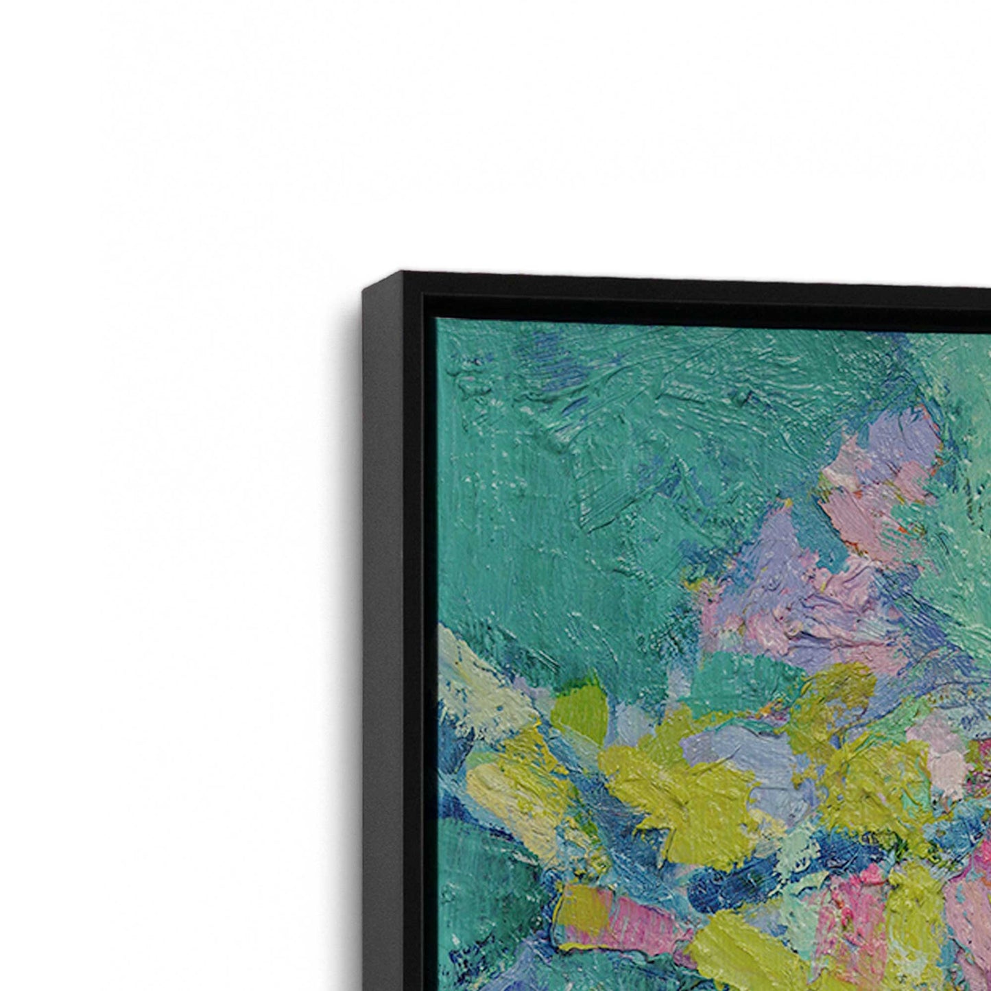 [Color:Satin Black], Picture of art in a Satin Black frame at an angle