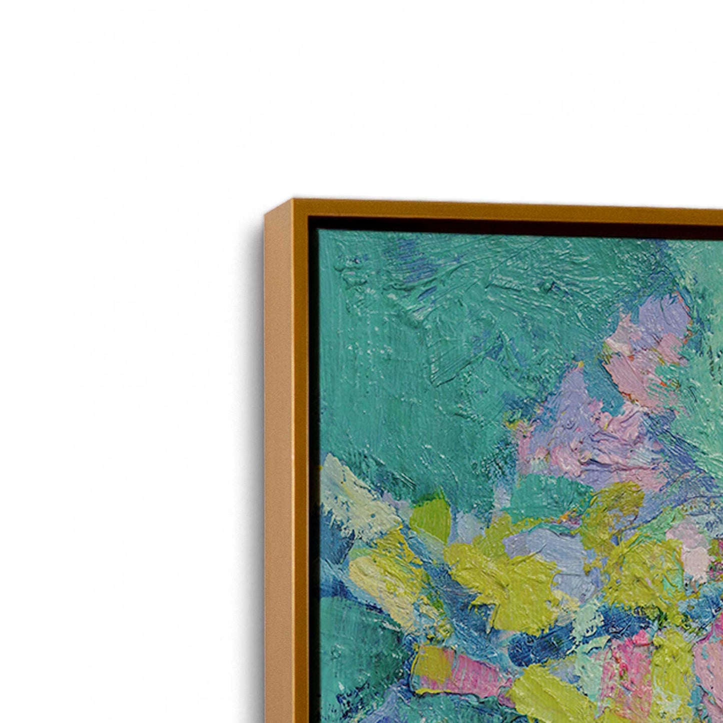 [Color:Polished Gold], Picture of art in a Polished Gold frame at an angle