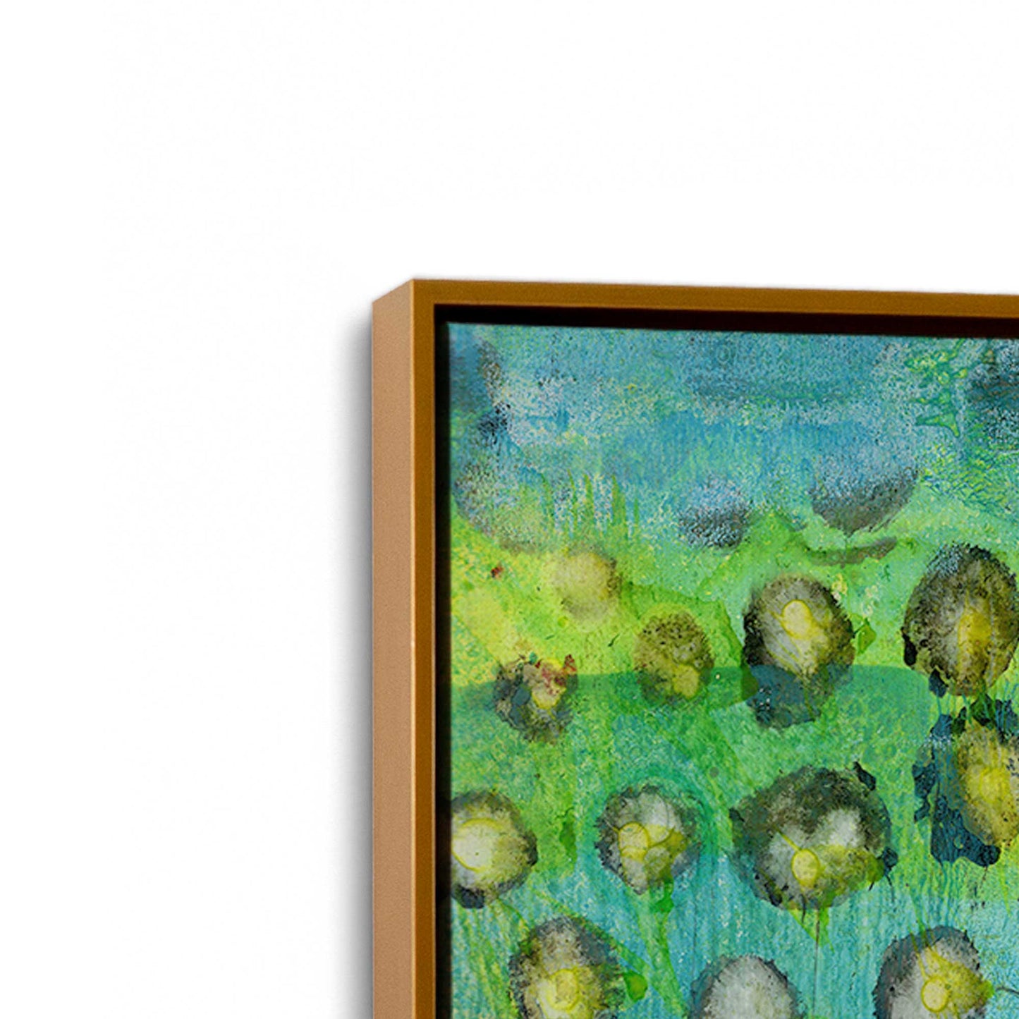 [Color:Polished Gold], Picture of art in a Polished Gold frame at an angle