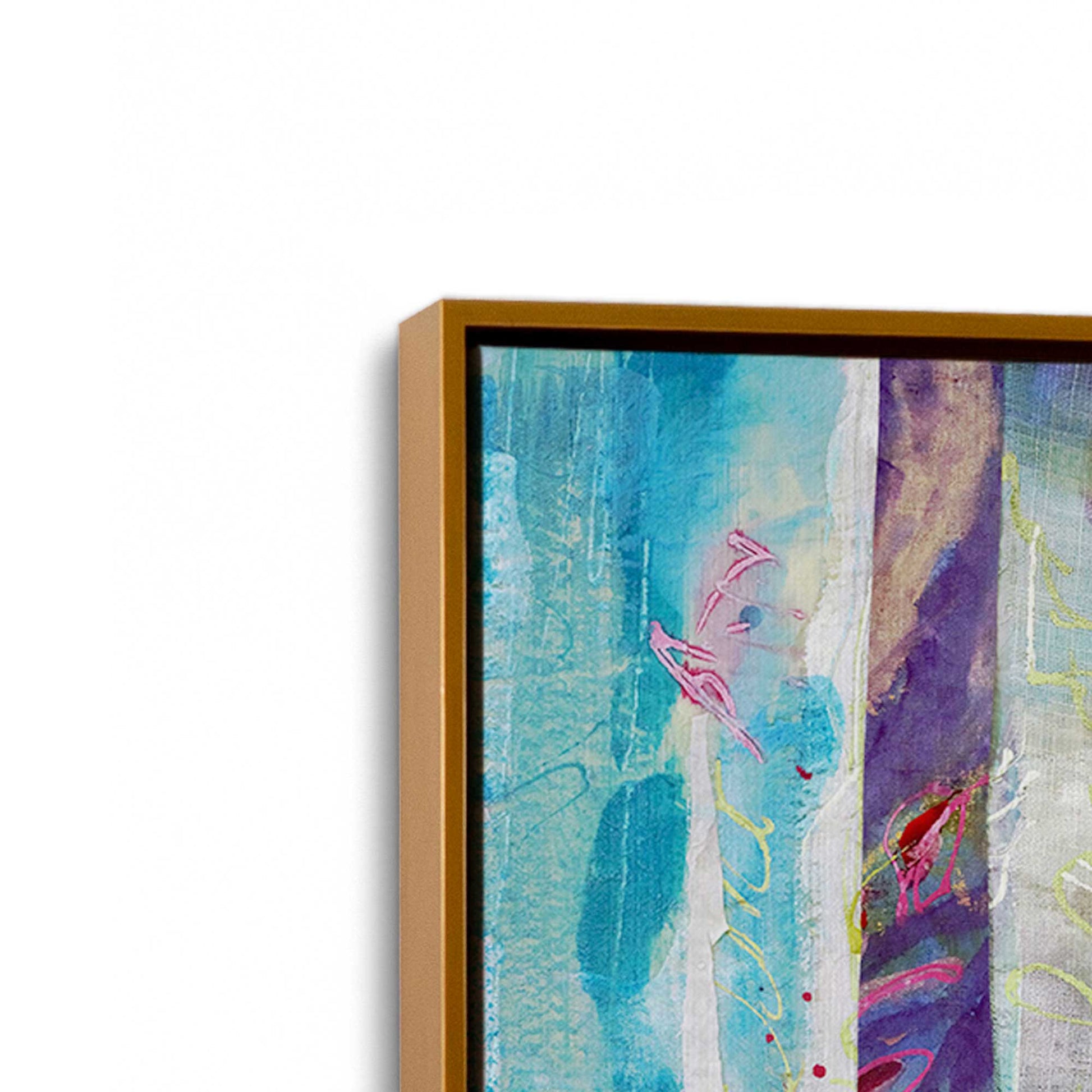 [Color:Polished Gold], Picture of art in a Polished Gold frame at an angle