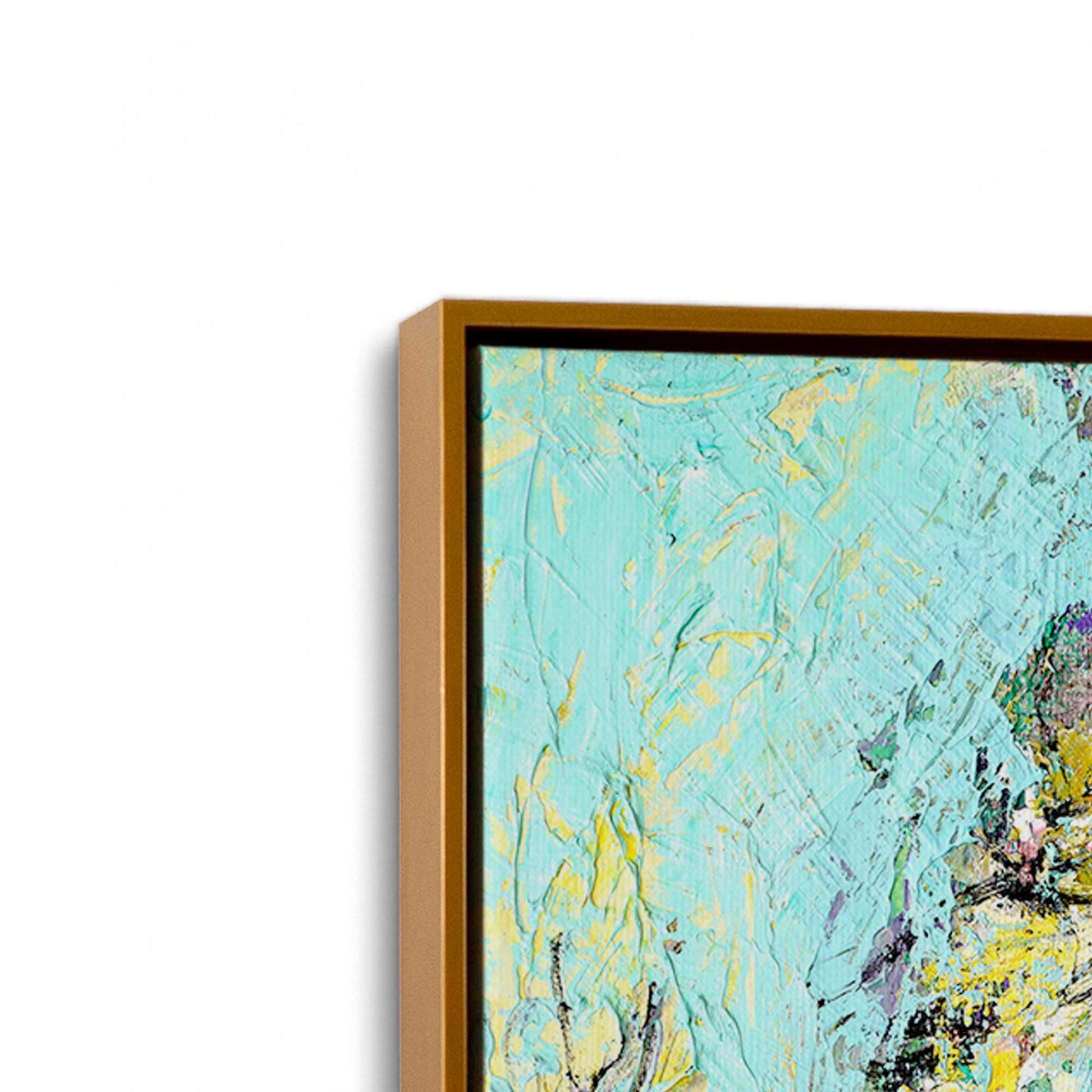 [Color:Polished Gold], Picture of art in a Polished Gold frame at an angle