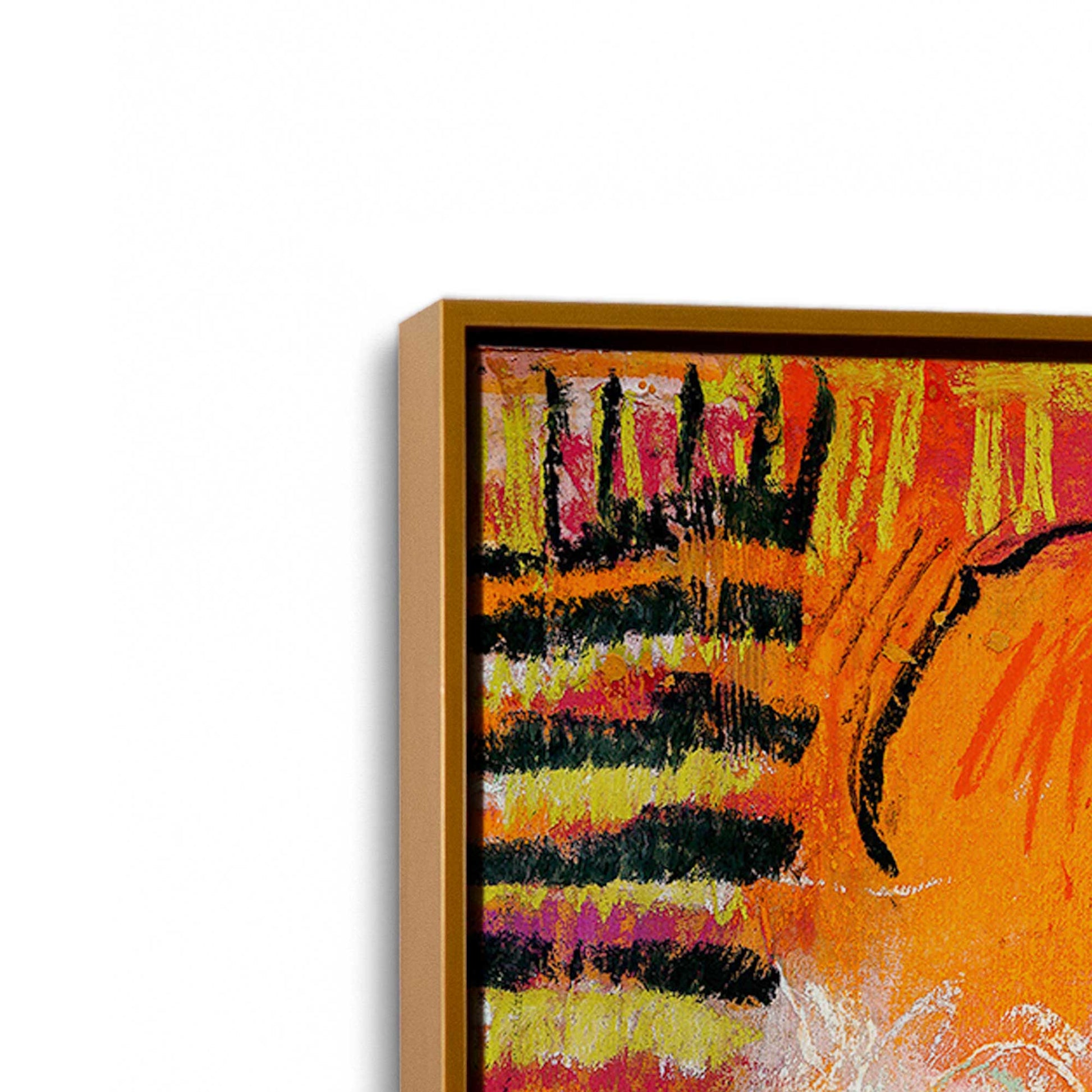 [Color:Polished Gold], Picture of art in a Polished Gold frame at an angle