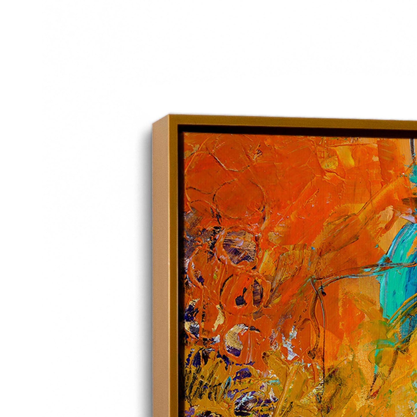 [Color:Polished Gold], Picture of art in a Polished Gold frame at an angle