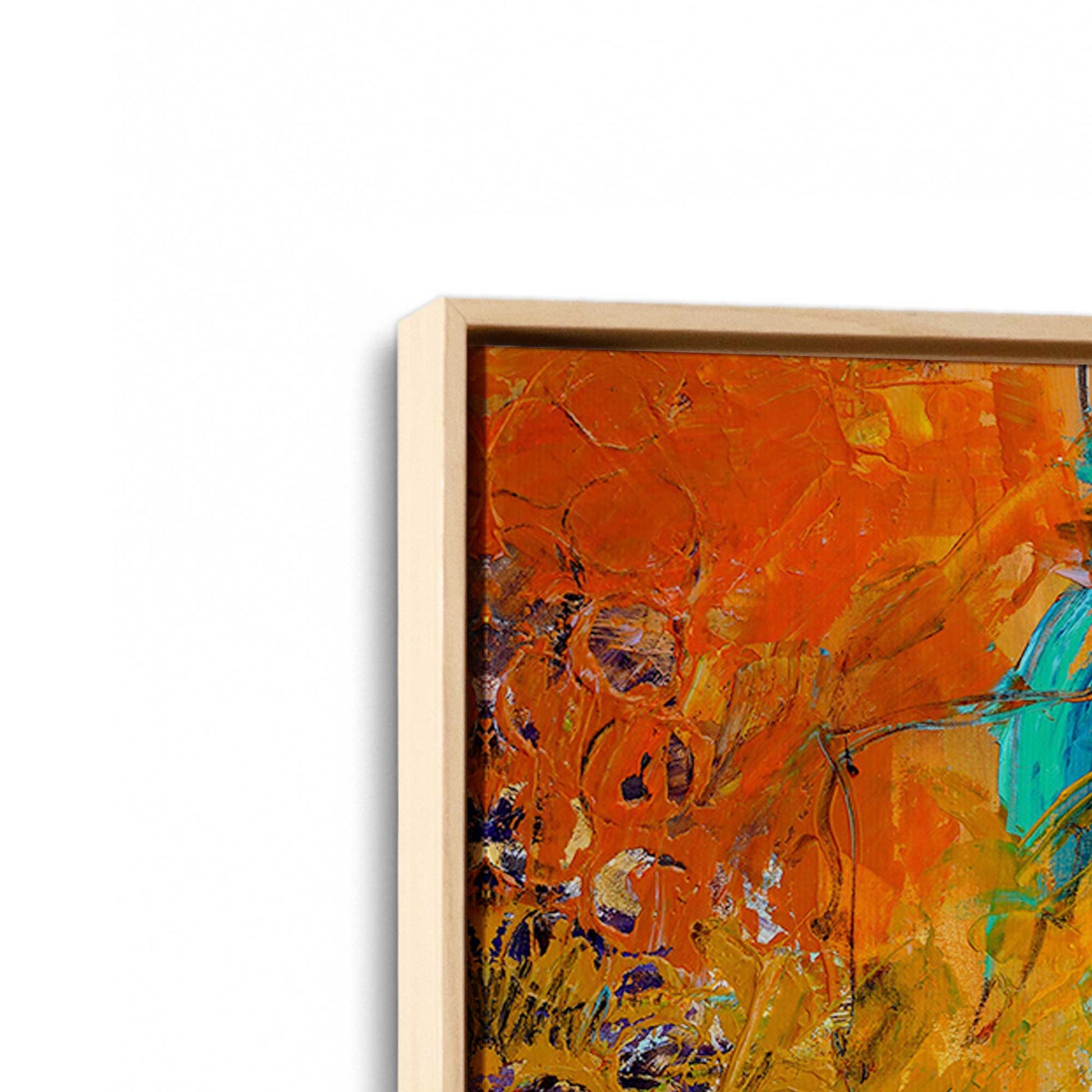 [Color:American Maple], Picture of art in a American Maple frame at an angle