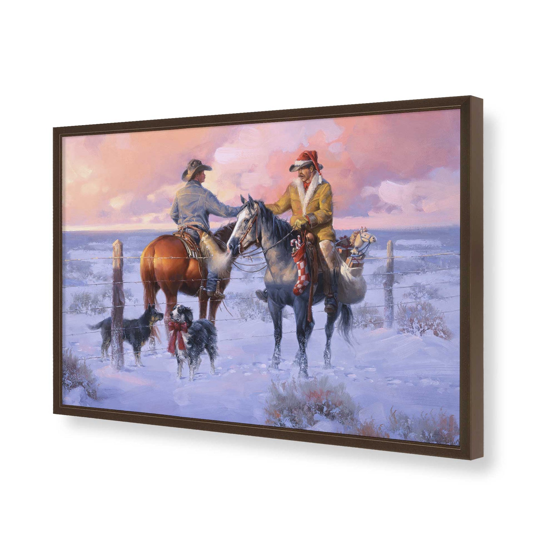 [Color:Brown], Picture of art in a Brown frame of the corner