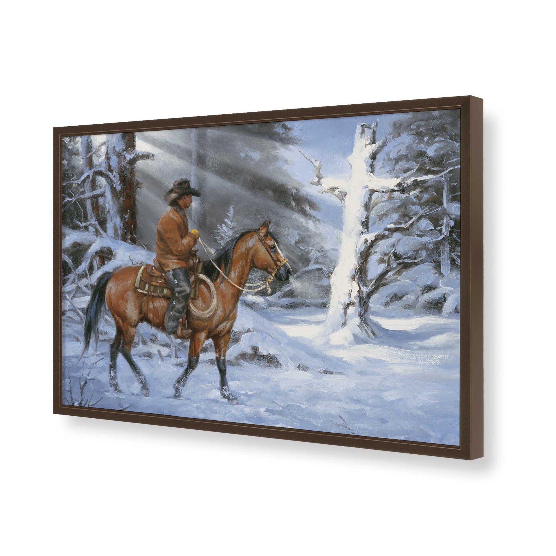 [Color:Brown], Picture of art in a Brown frame of the corner