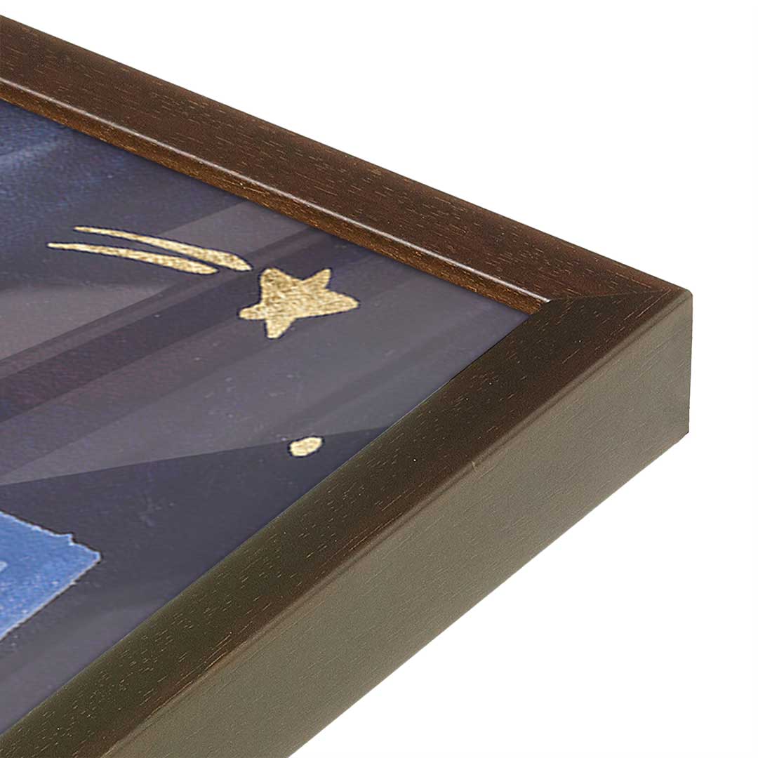 [Color:Brown], Picture of art in a Brown frame at an angle