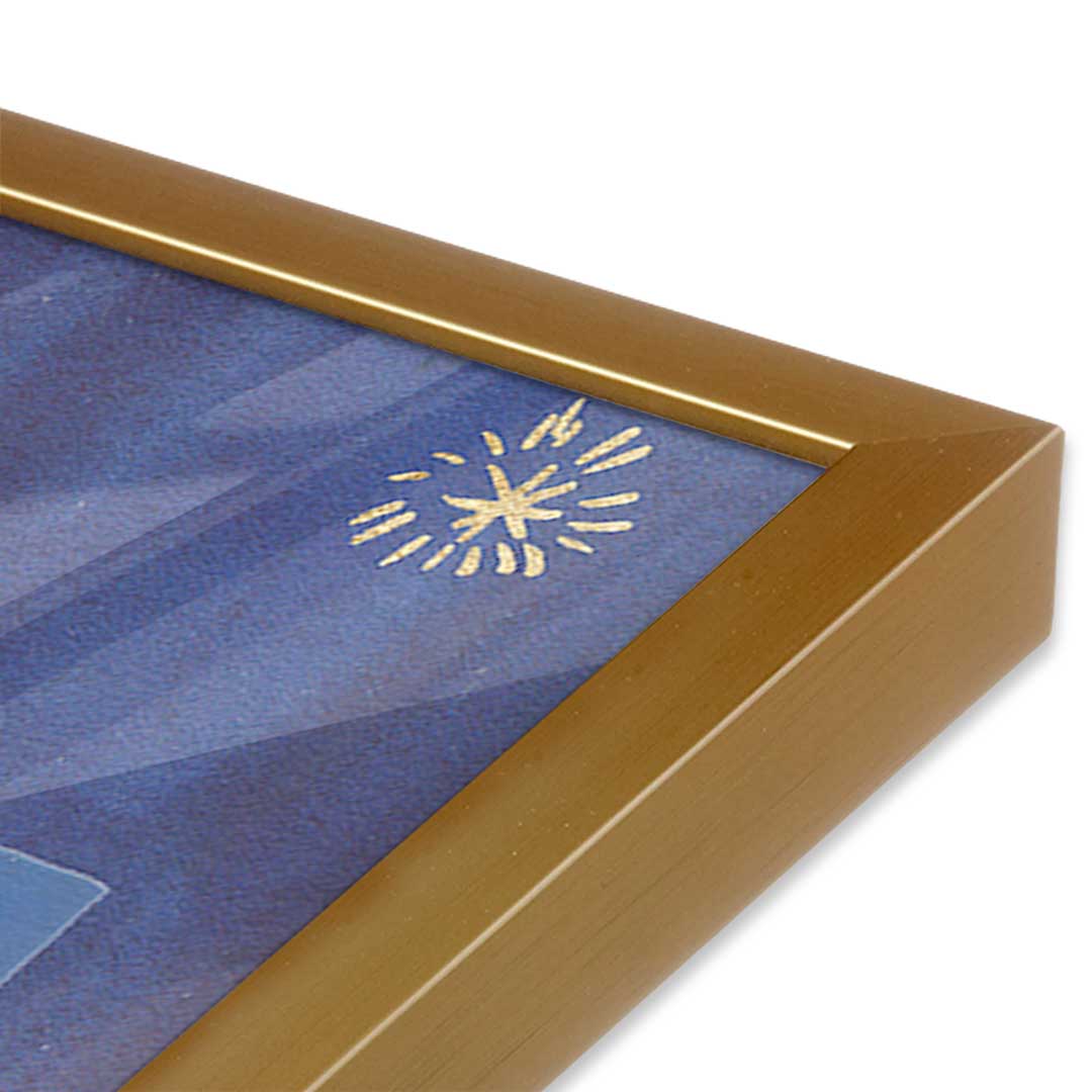 [Color:Polished Gold], Picture of art in a Polished Gold frame at an angle