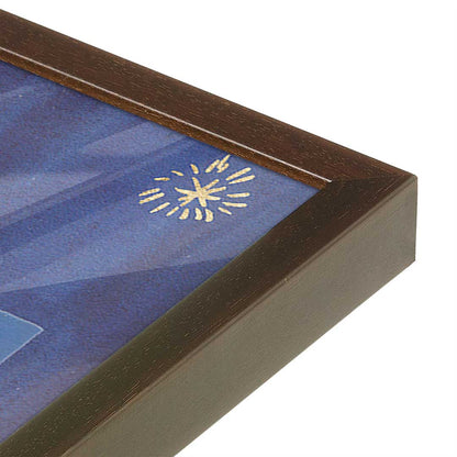 [Color:Brown], Picture of art in a Brown frame at an angle