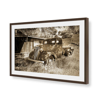 [Color:Brown], Picture of art in a Brown frame of the corner