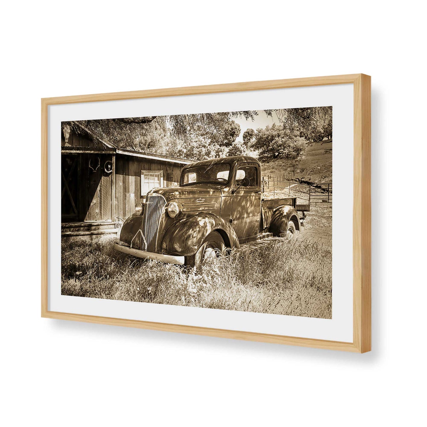 [Color:American Maple], Picture of art in a American Maple frame of the corner
