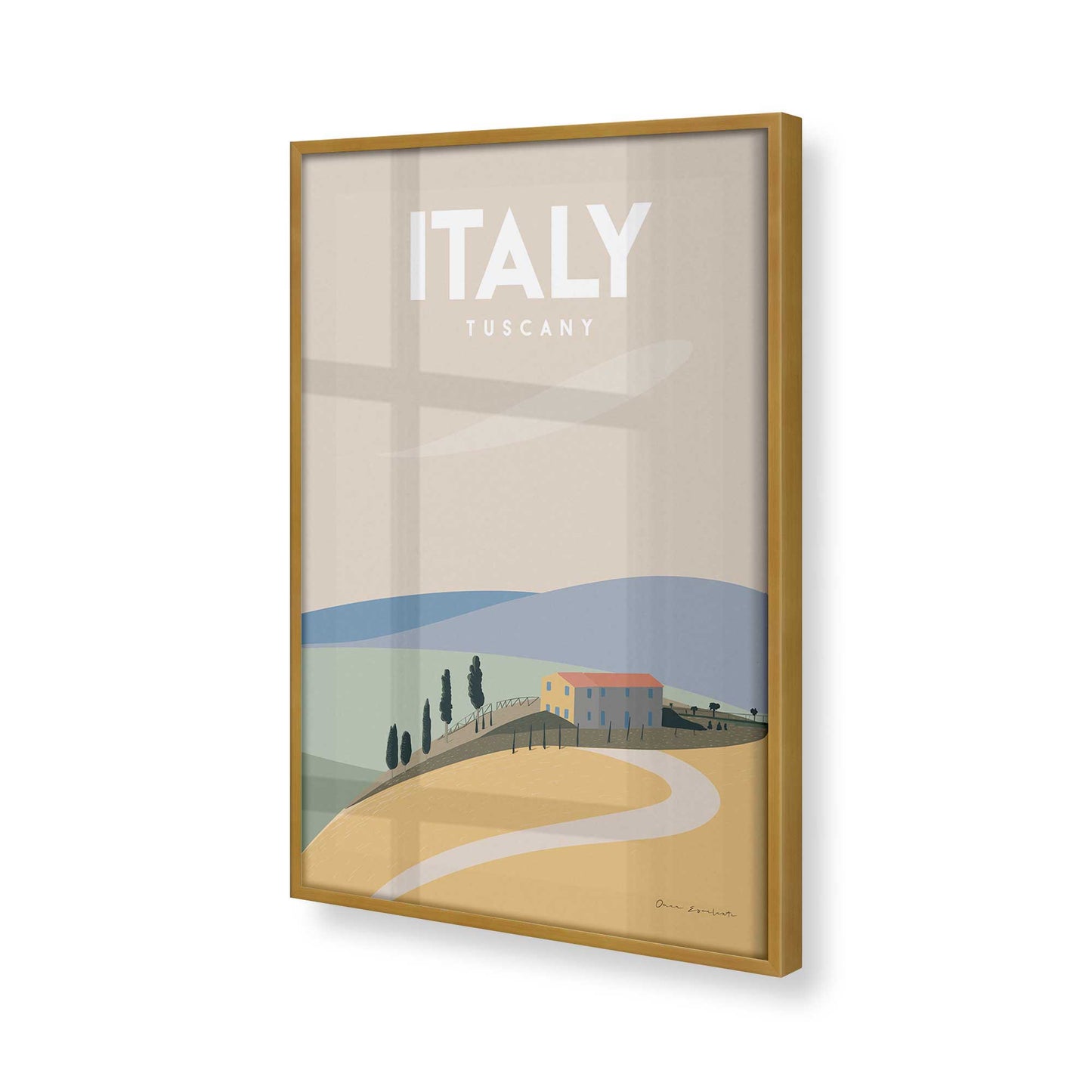[Color:Polished Gold], Picture of art in a Polished Gold frame at an angle