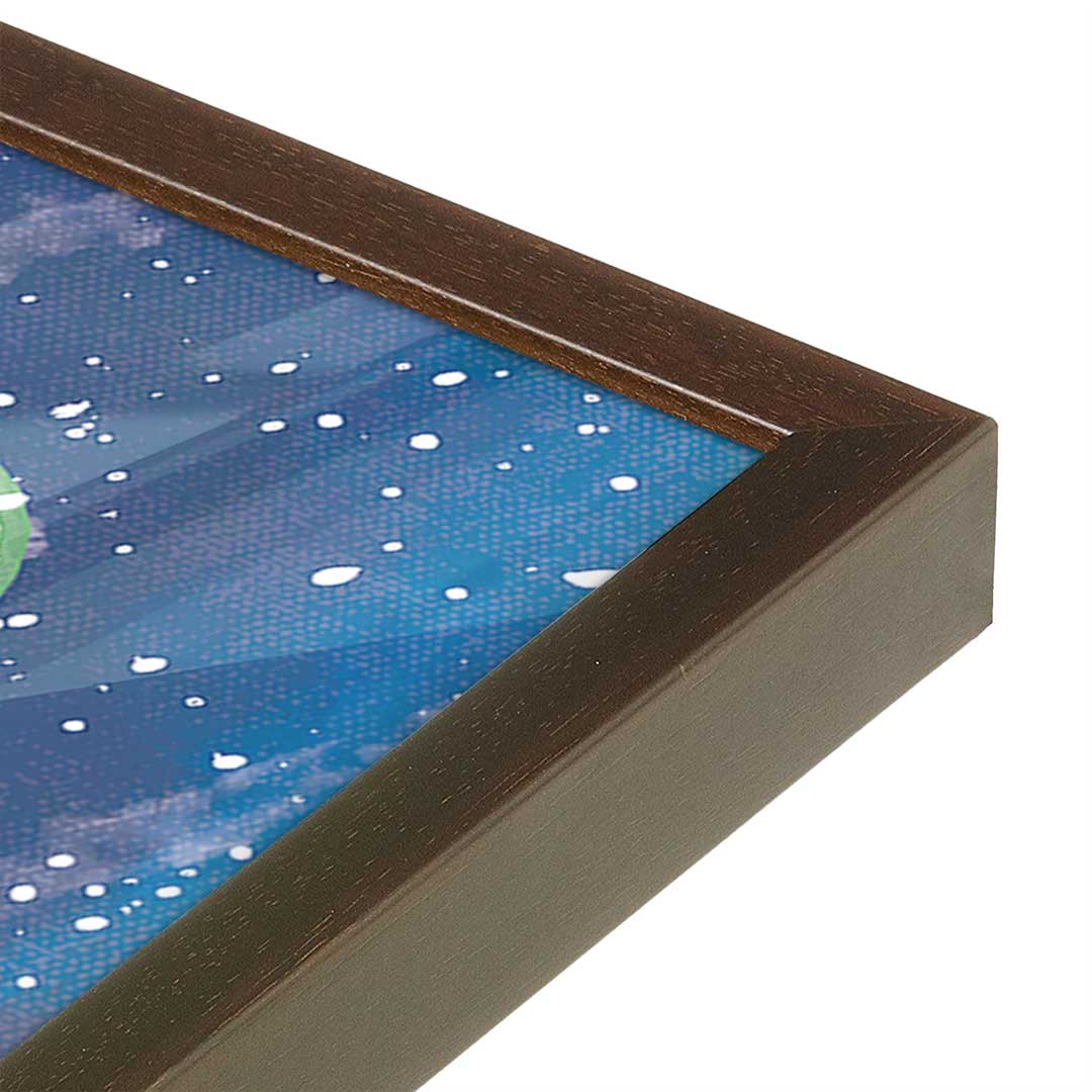 [Color:Brown], Picture of art in a Brown frame at an angle