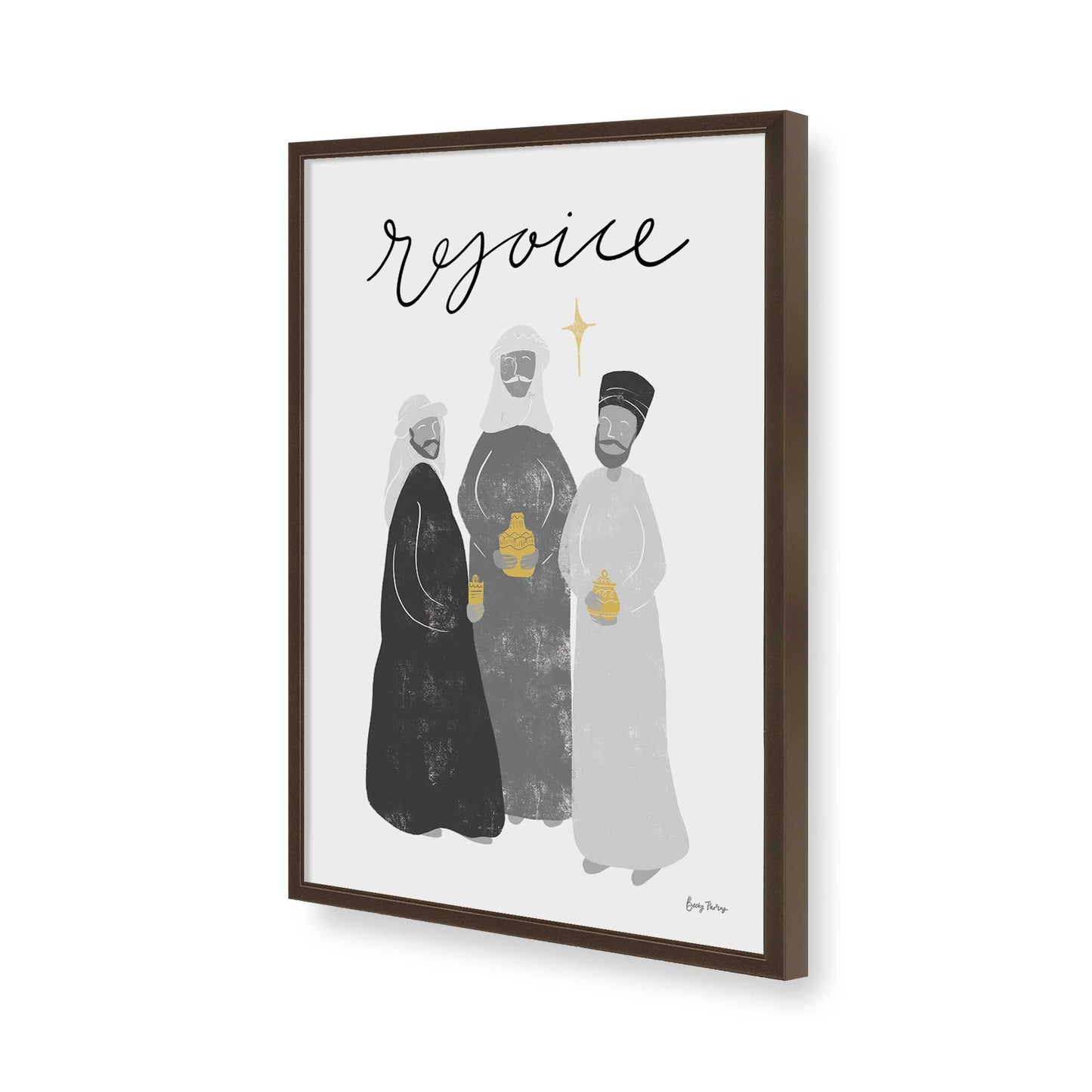 [Color:Brown], Picture of art in a Brown frame of the corner