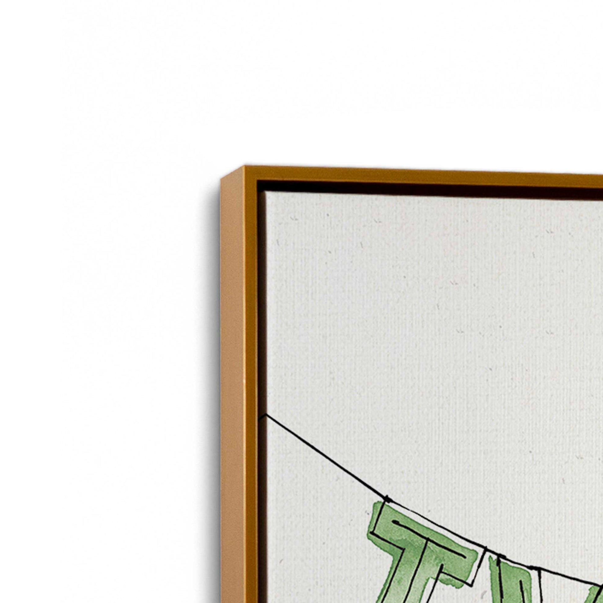 [Color:Polished Gold], Picture of art in a Polished Gold frame at an angle