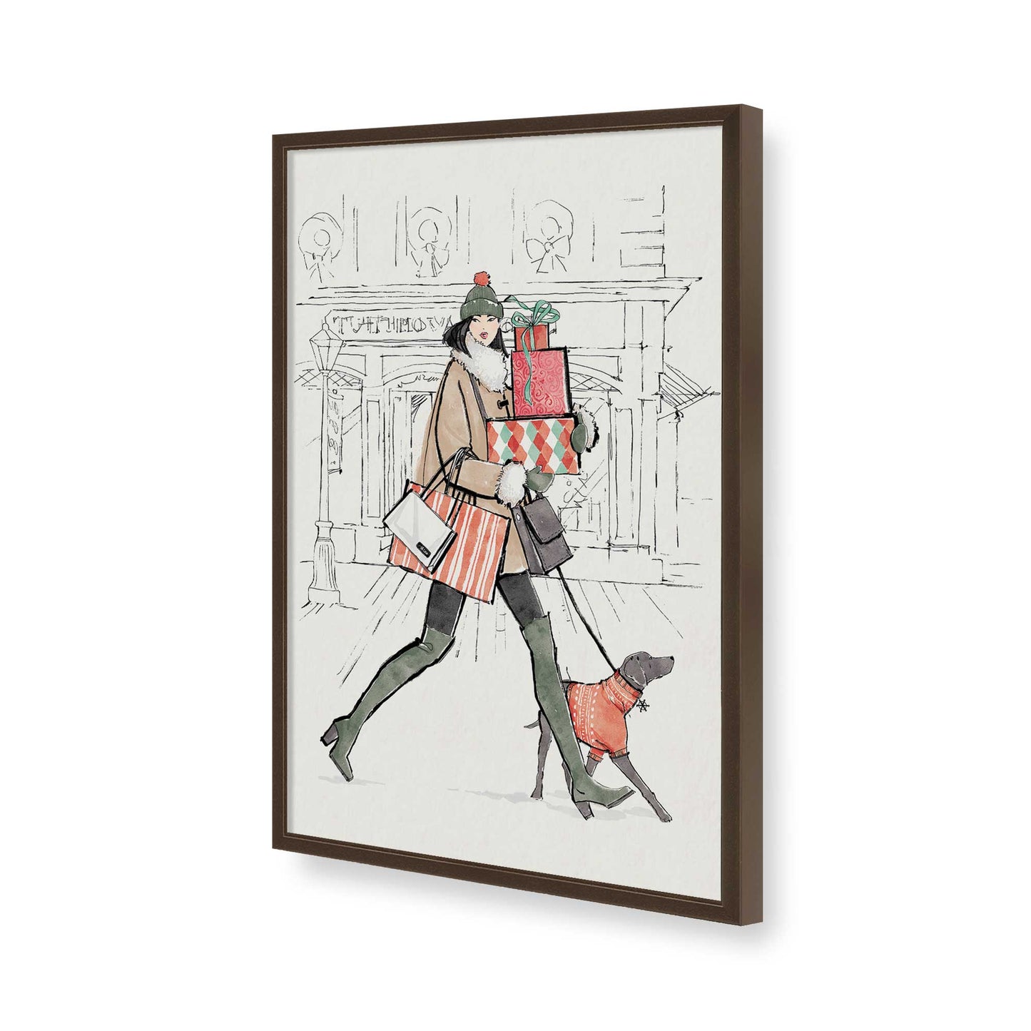 [Color:Brown], Picture of art in a Brown frame of the corner