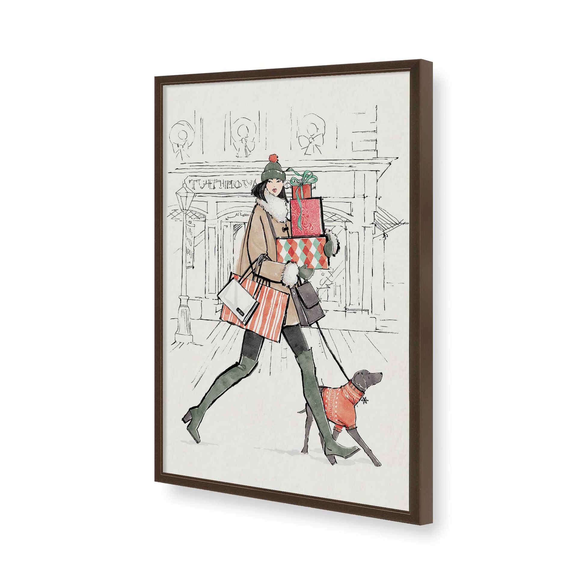 [Color:Brown], Picture of art in a Brown frame of the corner
