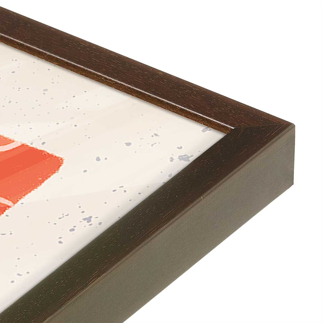 [Color:Brown], Picture of art in a Brown frame at an angle