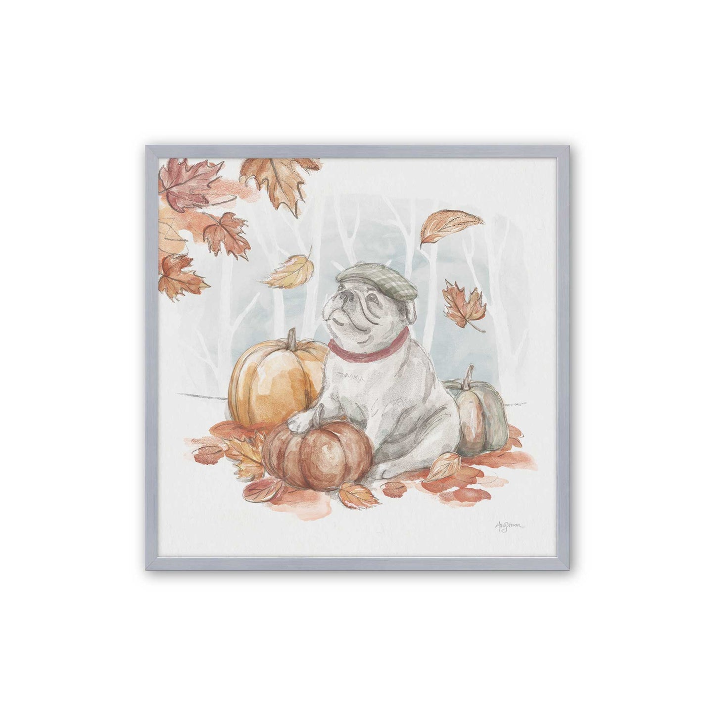 Pumpkin Pug Season I, Set of 3, Paper Art Prints