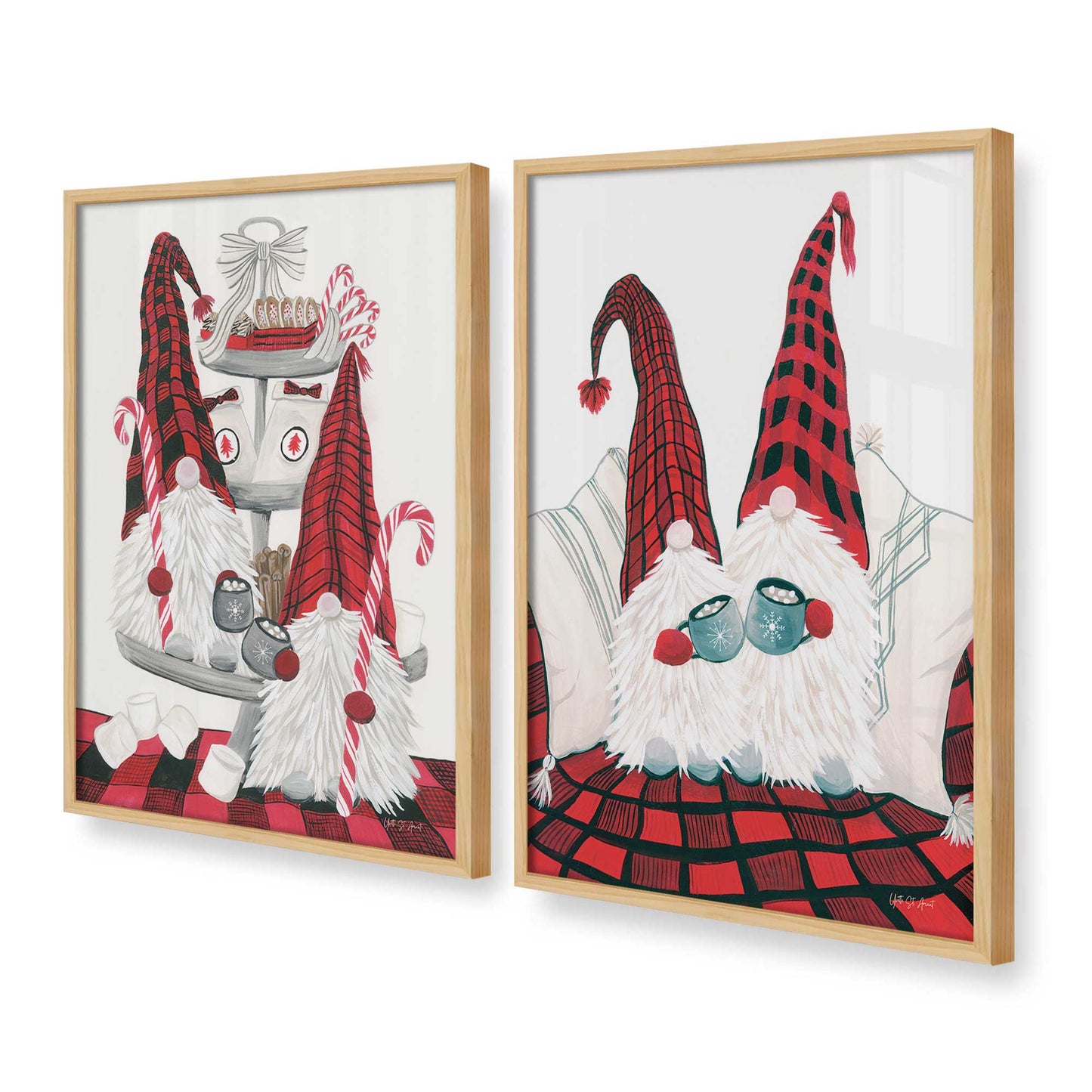 [Color:American Maple], Picture of art in a American Maple frame at an angle