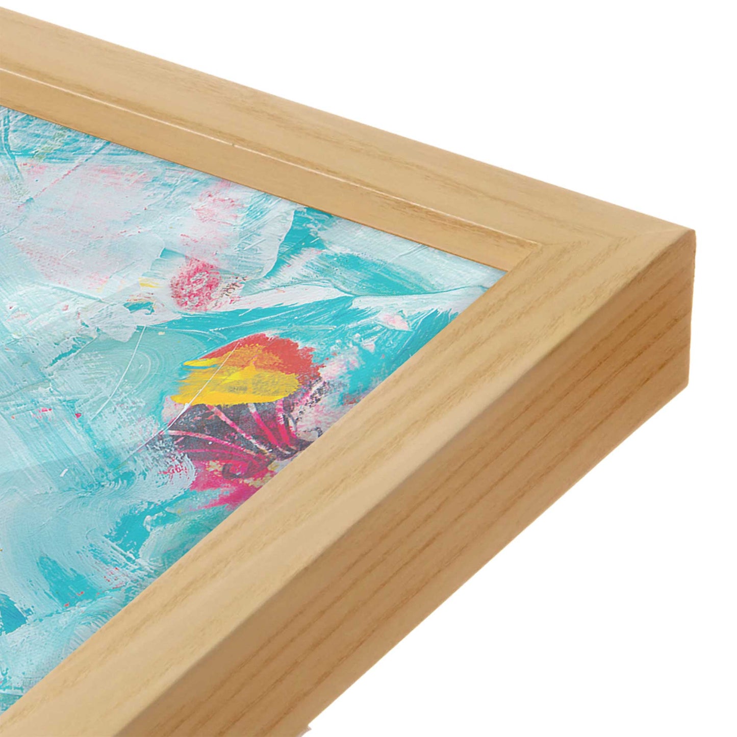 [Color:American Maple], Picture of art in a American Maple frame at an angle